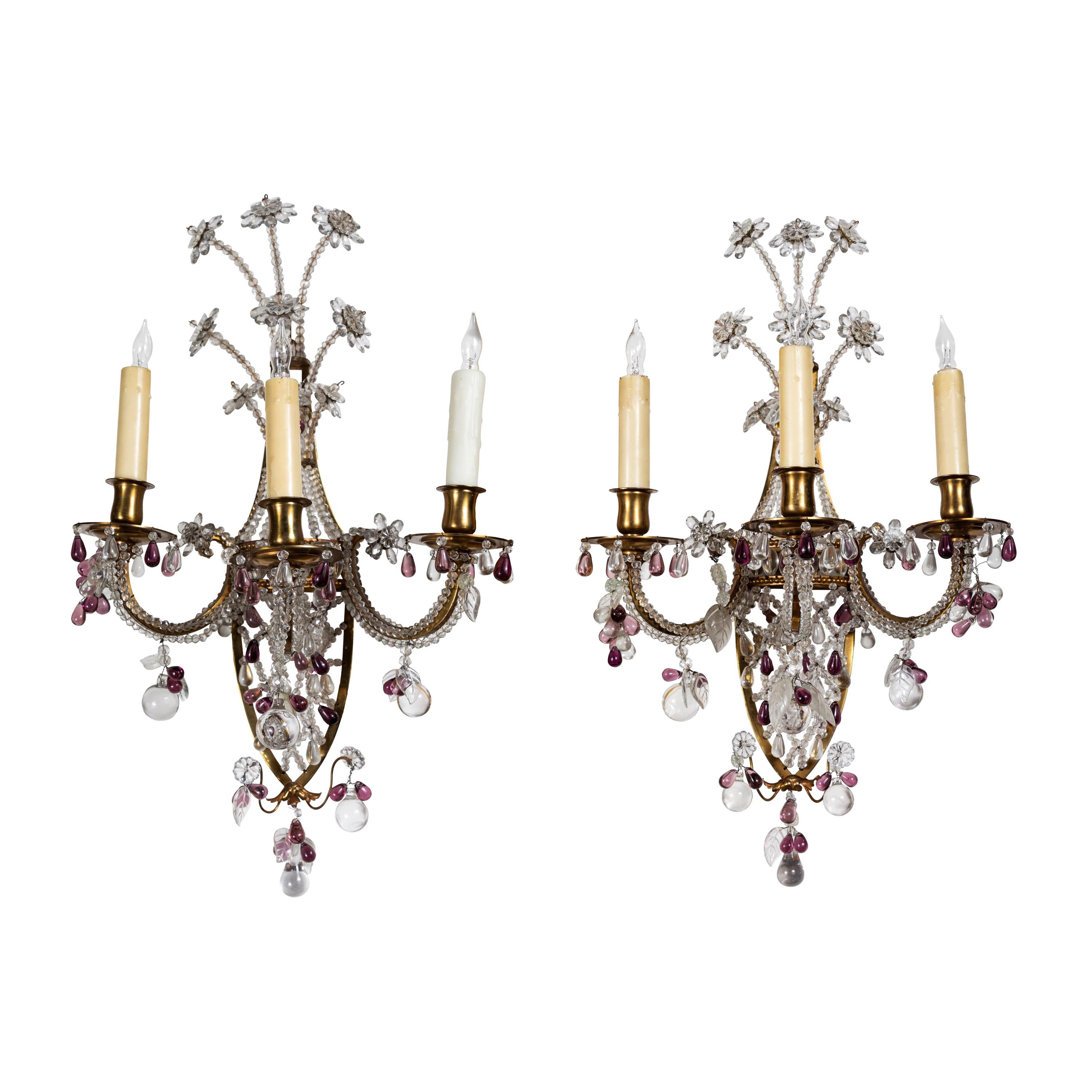 French, Crystal Sconces, circa 1910 For Sale