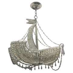 Vintage French Crystal Ship Chandelier