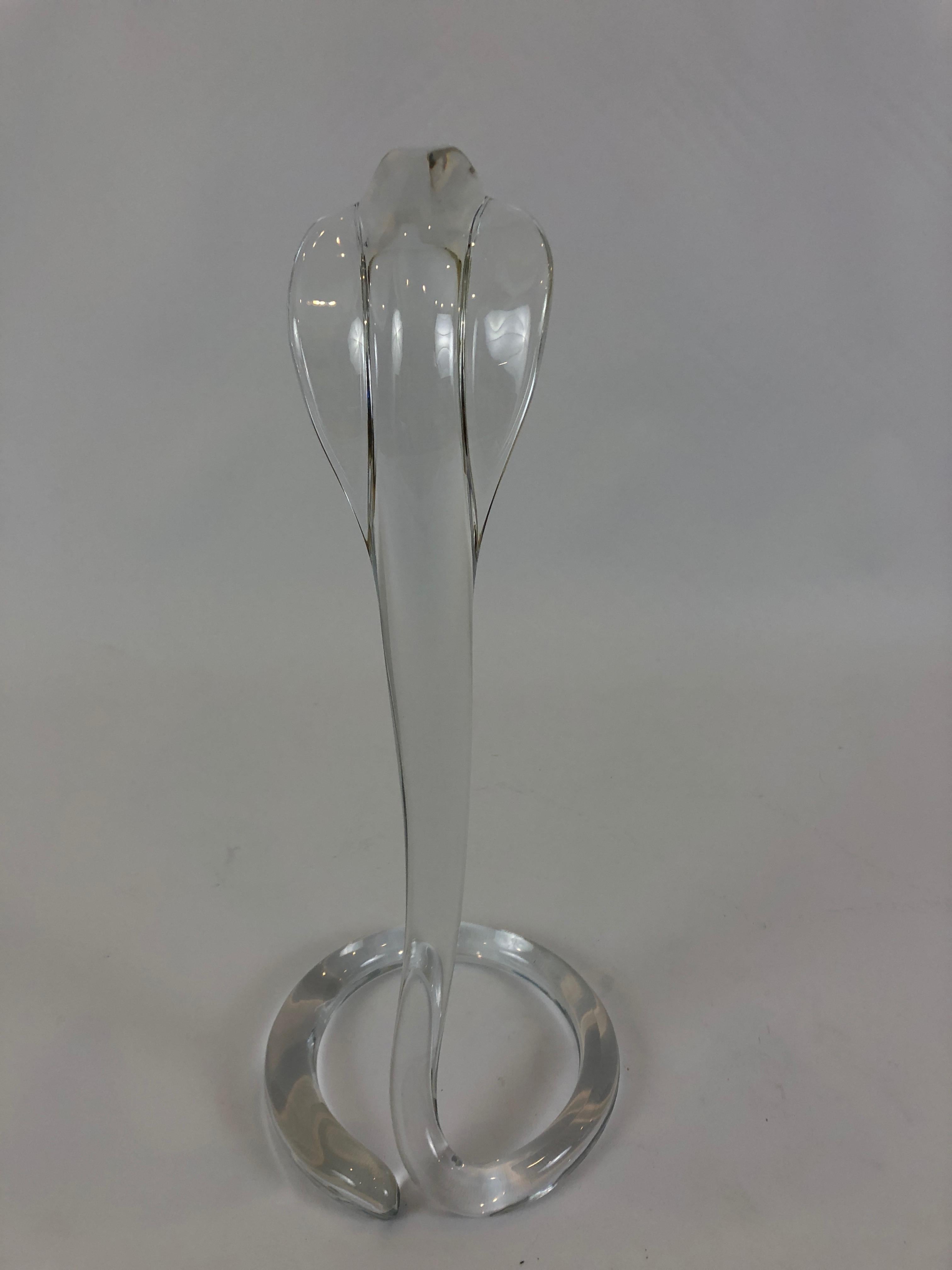 French Crystal Snake Sculpture by Daum 1
