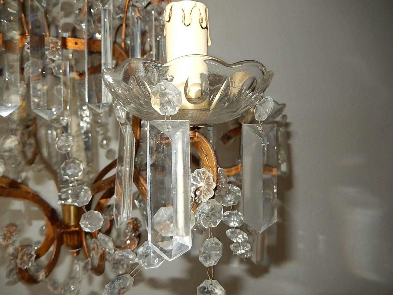 French Empire Crystal Stars Basket with Spear Chandelier For Sale 2