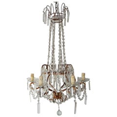 Used French Crystal Stars Basket with Spear Chandelier