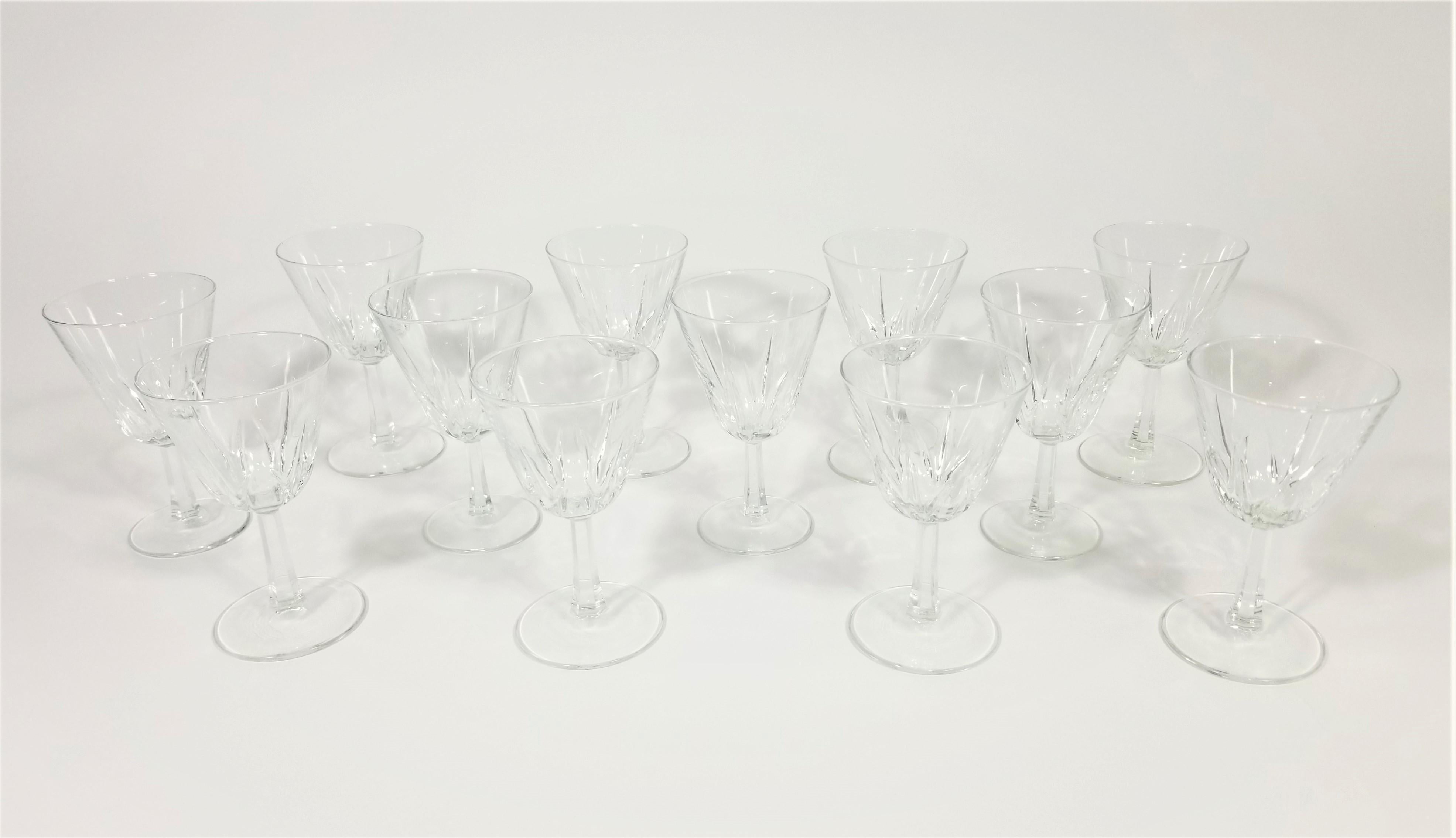 Set of 12 French Crystal stemware by Renaissance Verrerie D’ arques. All glasses are marked France. Midcentury. Excellent condition.