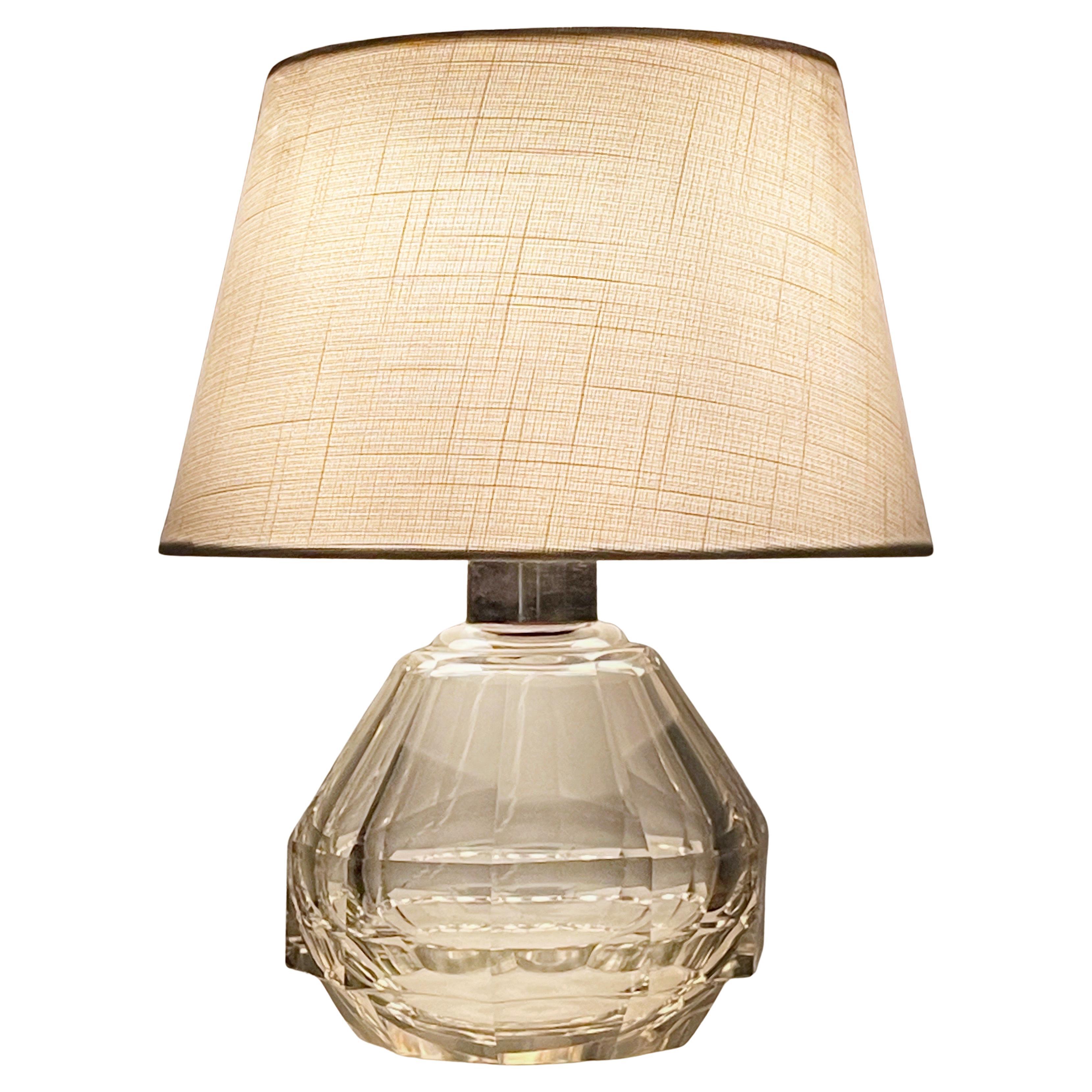 French Crystal Table Lamp, 1930s