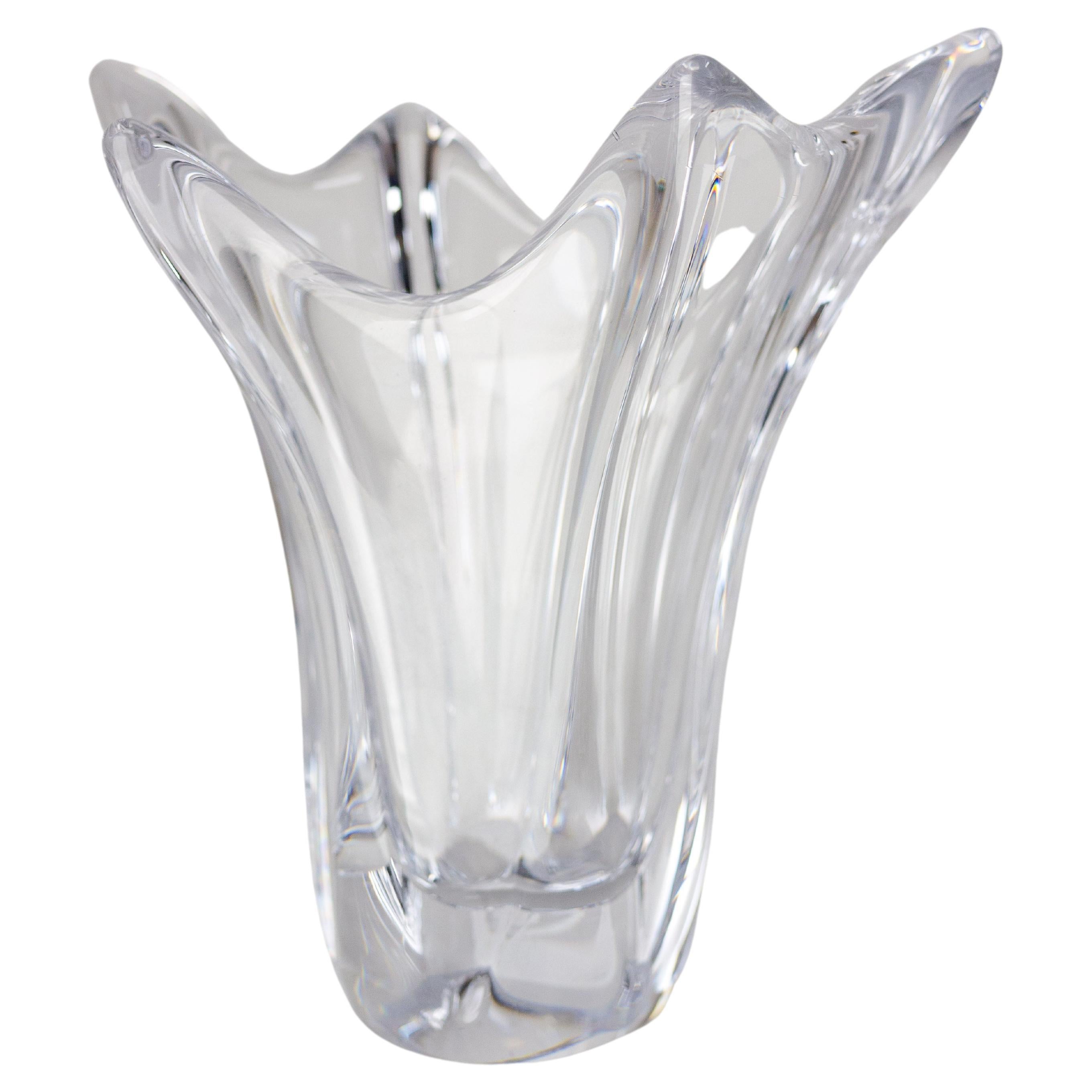 French Crystal Vase Daume Manufactures Mid-Century