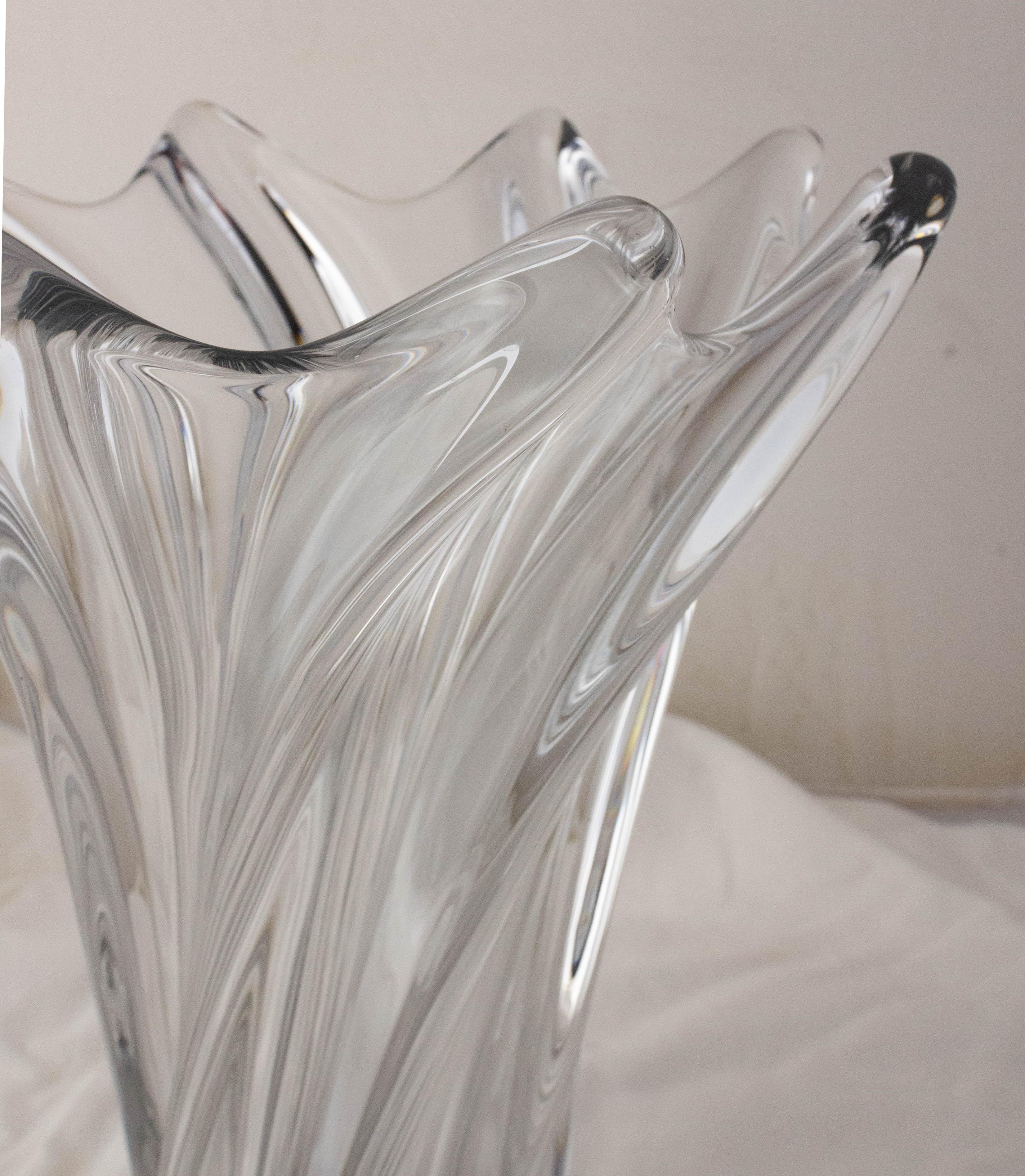 Mid-Century Modern French Crystal Vase Vianne Manufactures Mid-Century For Sale