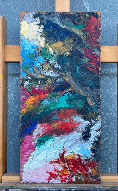 1950's French Thick Impasto Oil Painting Abstract Bold Textures Vibrant Colours