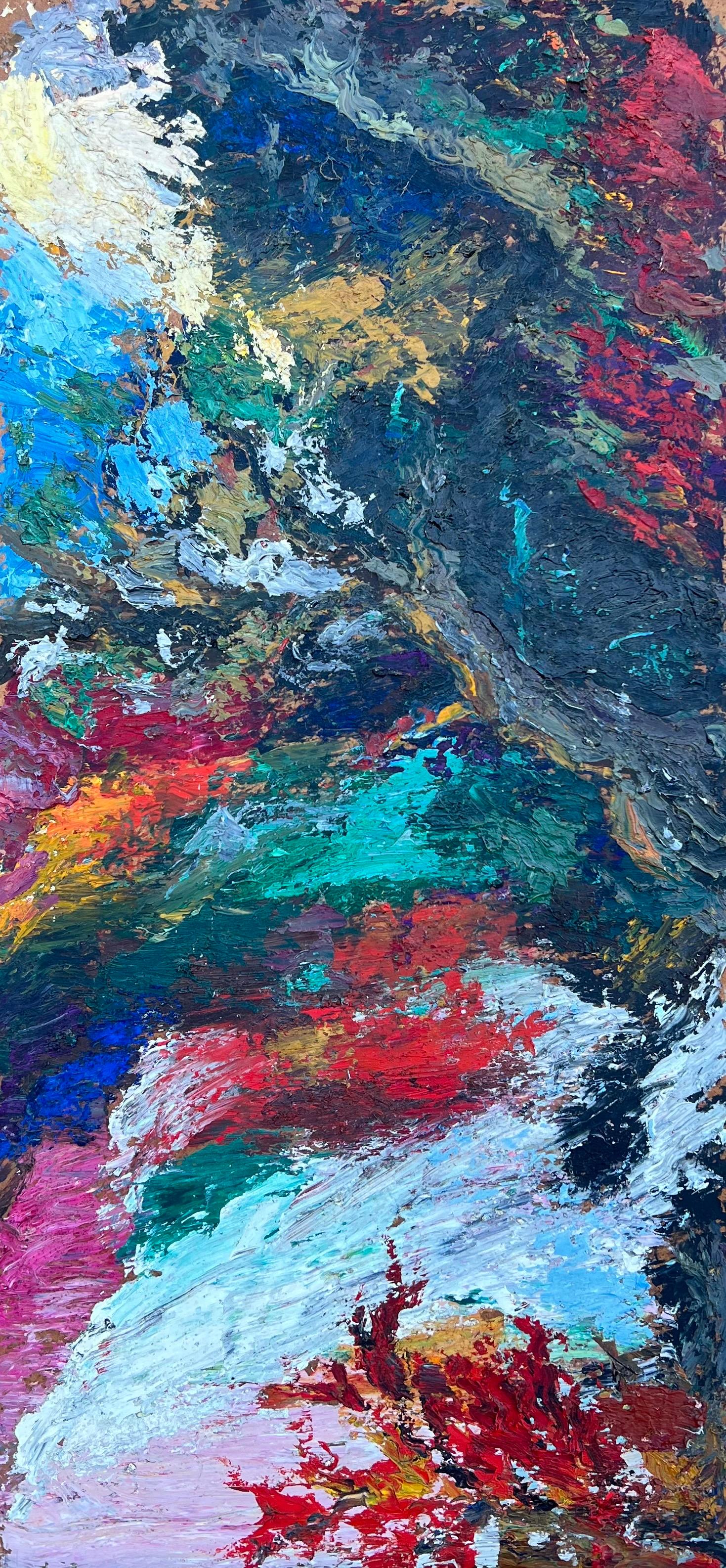 French Cubist 1950's Abstract Painting – 1950's French Thick Impasto Ölgemälde Abstrakte Bold Textures Vibrant Colours