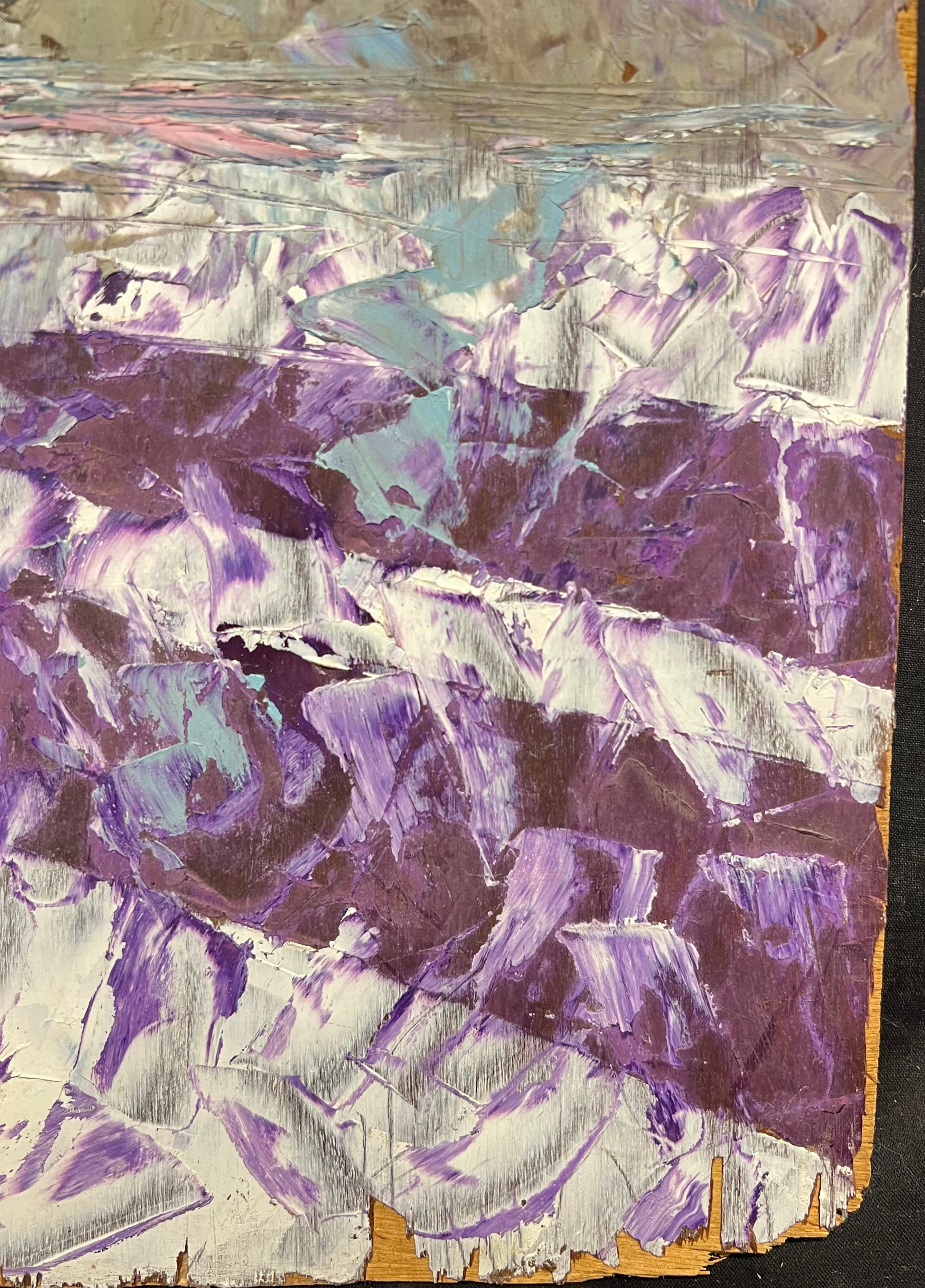 Grande dipinto a olio cubista della metà del XX secolo, barche a vela in armonia astratta - Landscape Painting Grigio di French Cubist 1950's