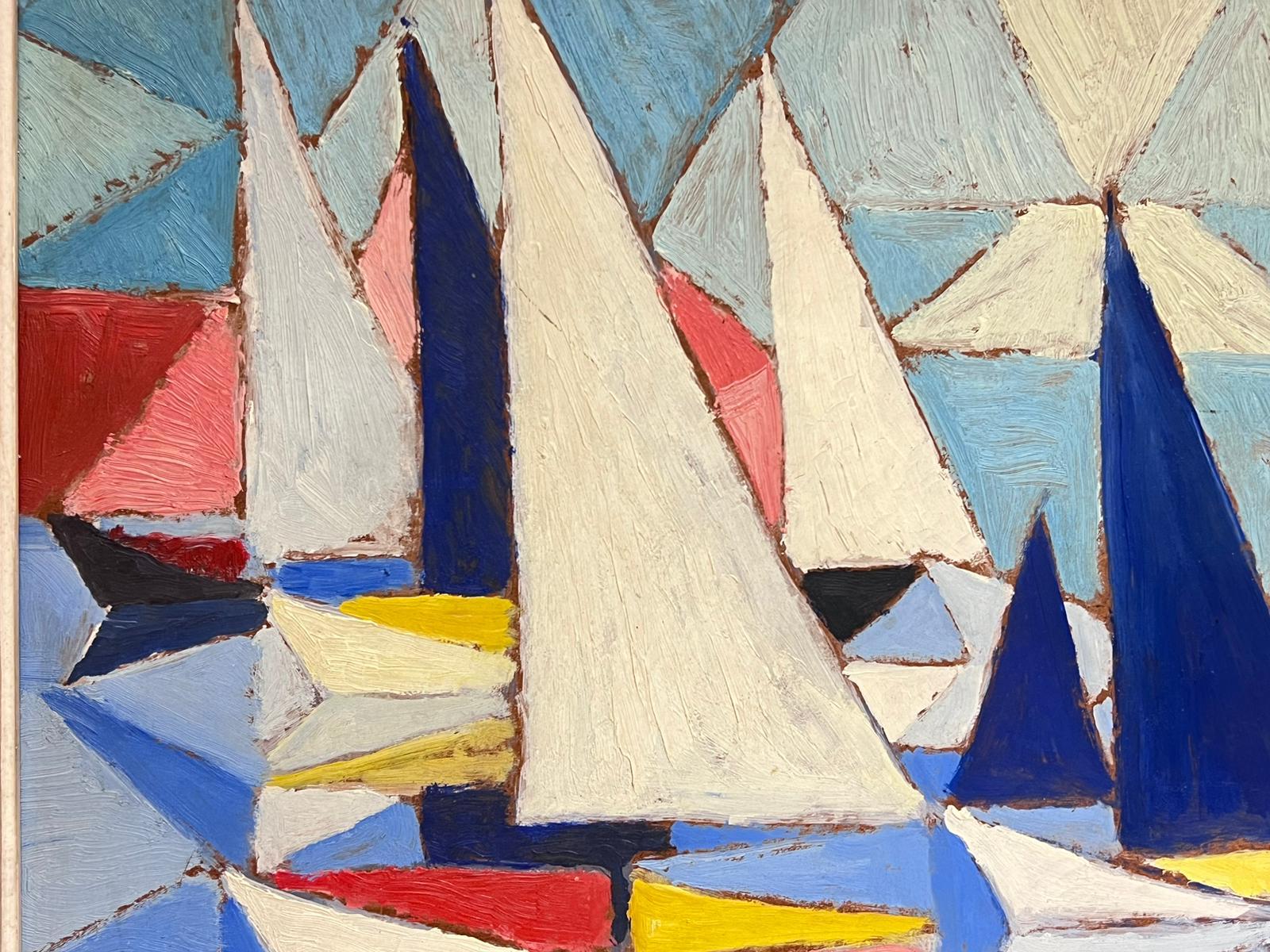 Sailing Boats at Sea - the Regatta
French School, cubist artist circa 1970's
oil on board, framed
framed: 27.5 x 35 inches
board: 21 x 29.5 inches
provenance: private collection
condition: very good and sound condition