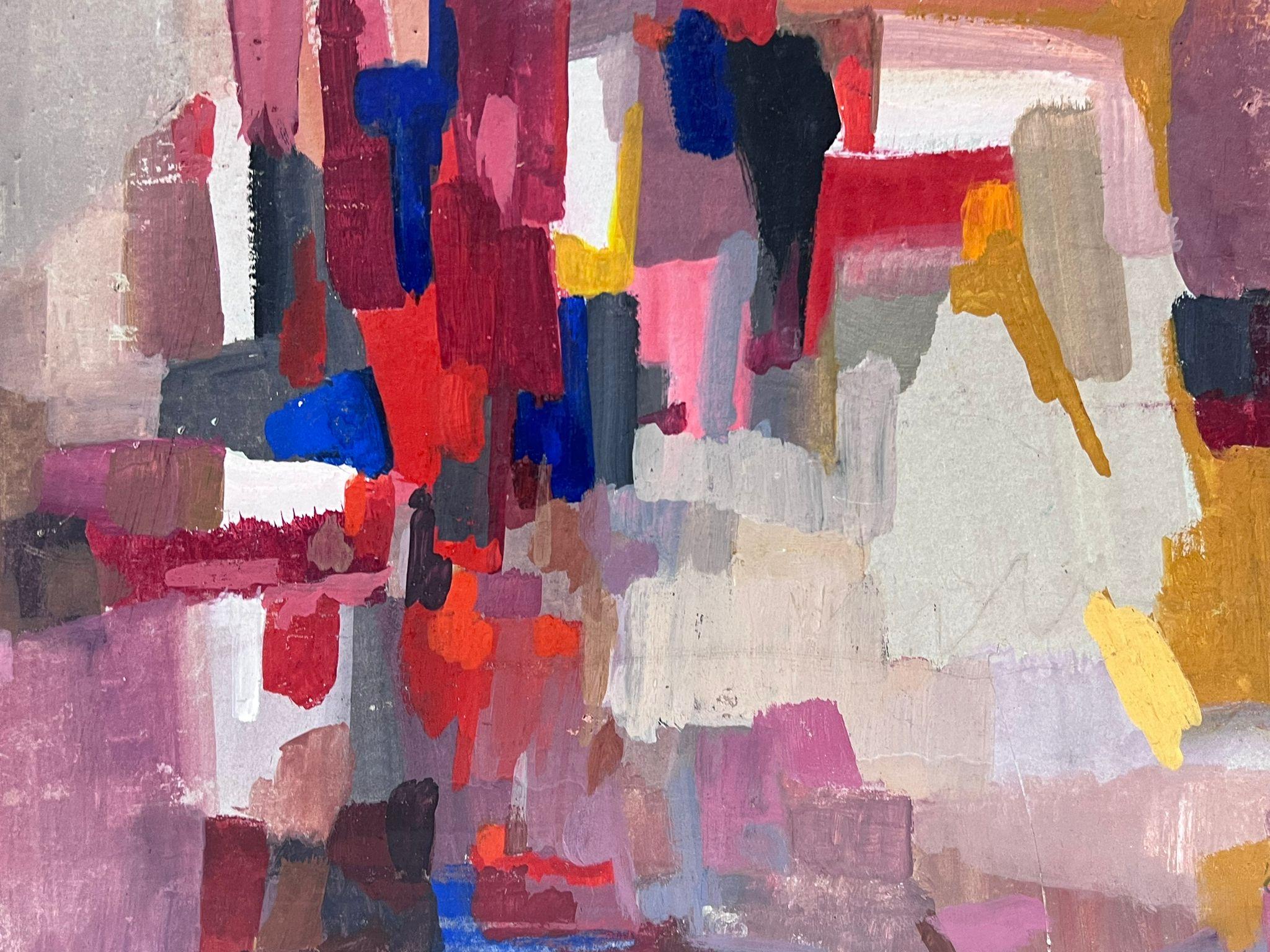 20. Jahrhundert Französisch kubistische abstrakte bunte Malerei Multi Farben (Braun), Abstract Painting, von French Cubist abstract