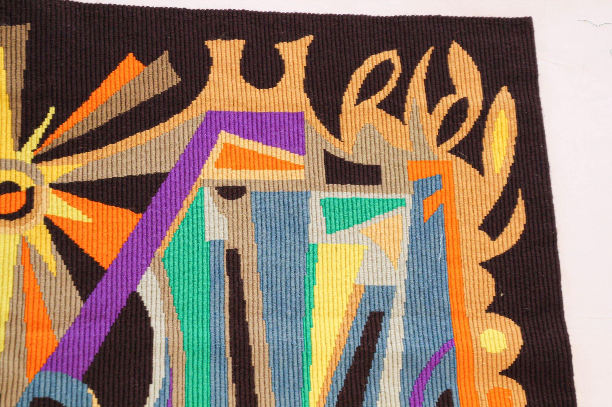 Französischer kubistischer Kunstteppich mit dem Titel „ Musique Tropicale“ von St Epin Paris, Frankreich im Angebot 9
