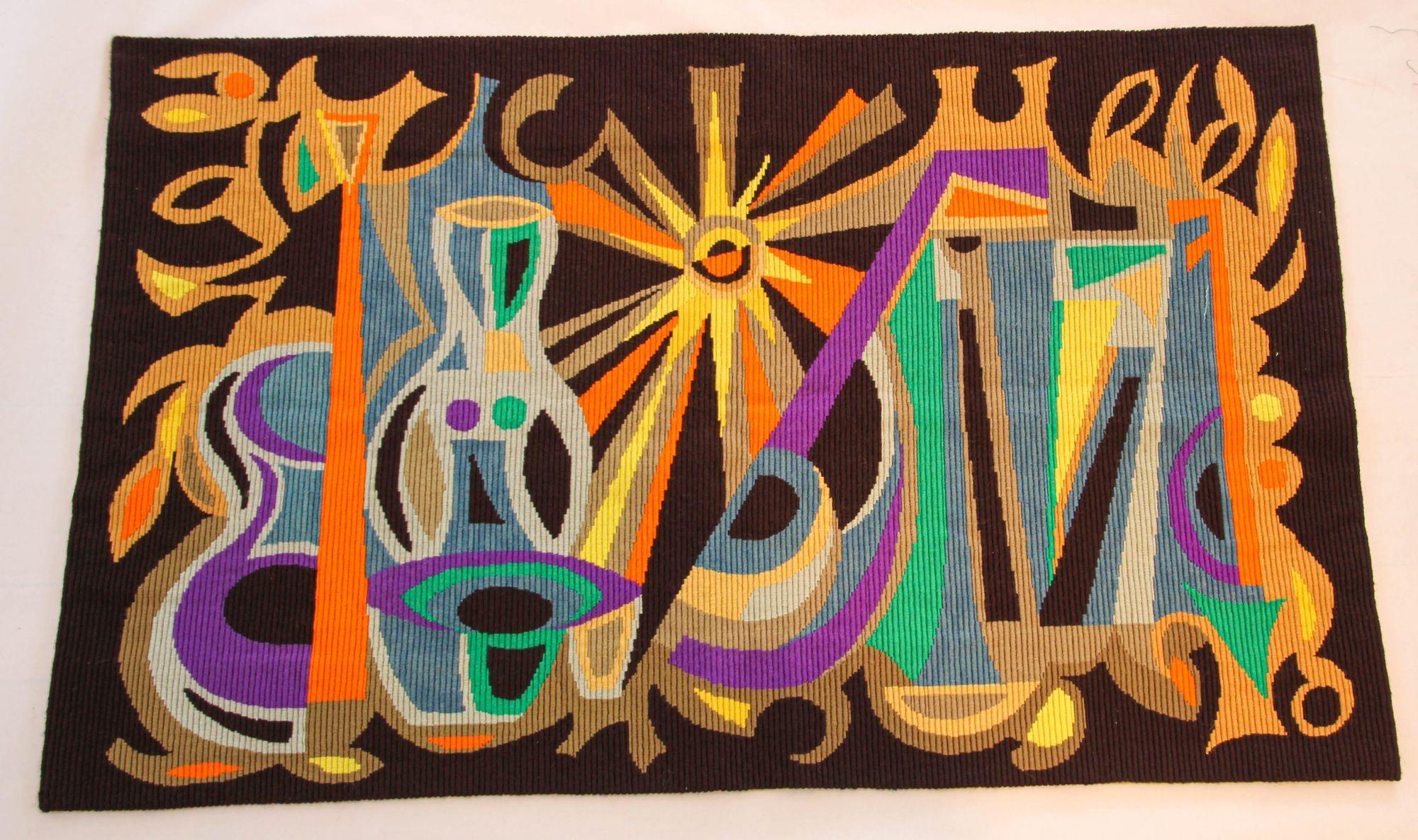 French Cubist Art Tapestry Needlepoint, Title 