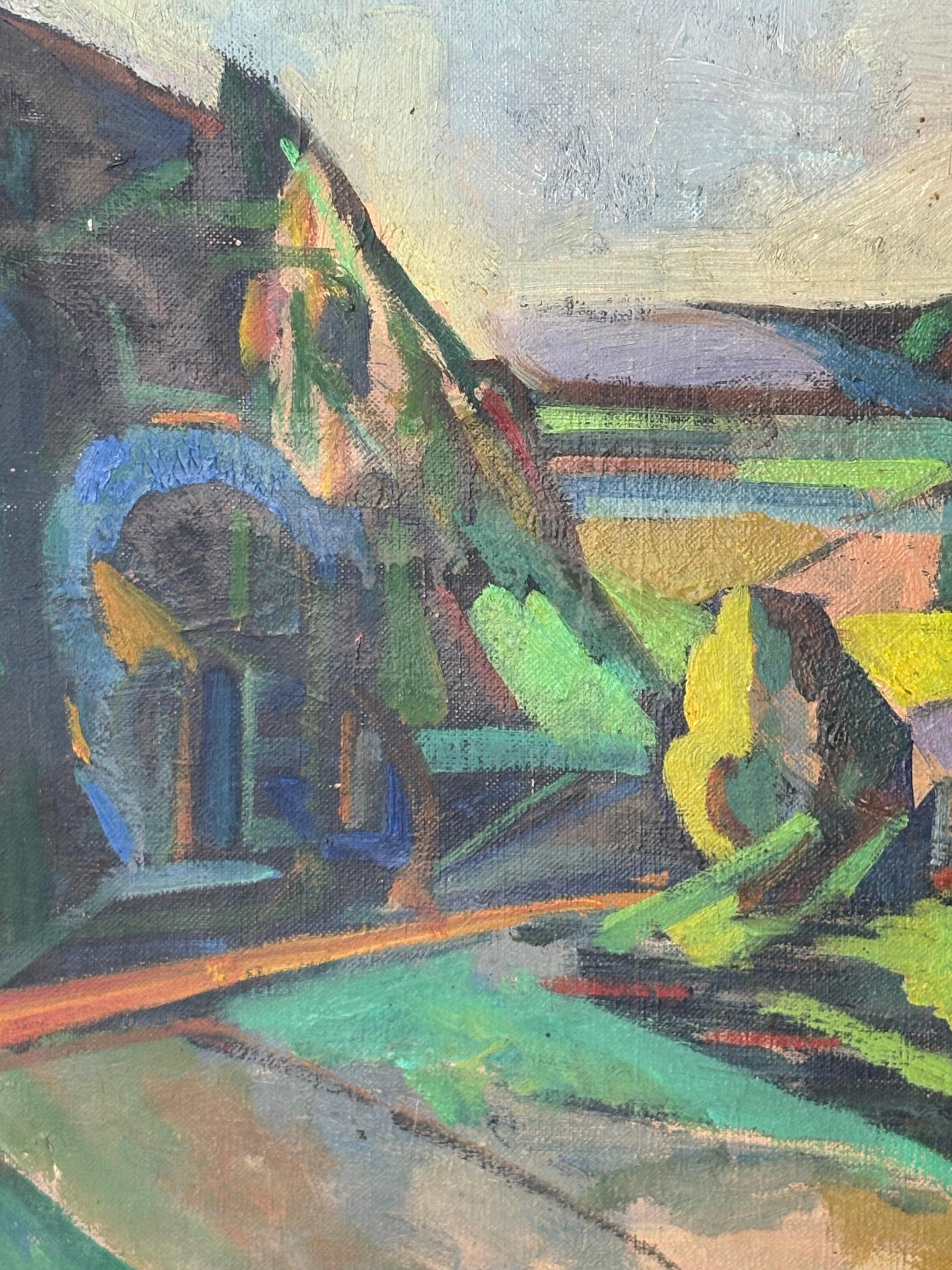 French,  Cubist, Oil on canvas,  c 1950s Landscape,  in the style of André Lhote In Good Condition For Sale In Oxford, GB