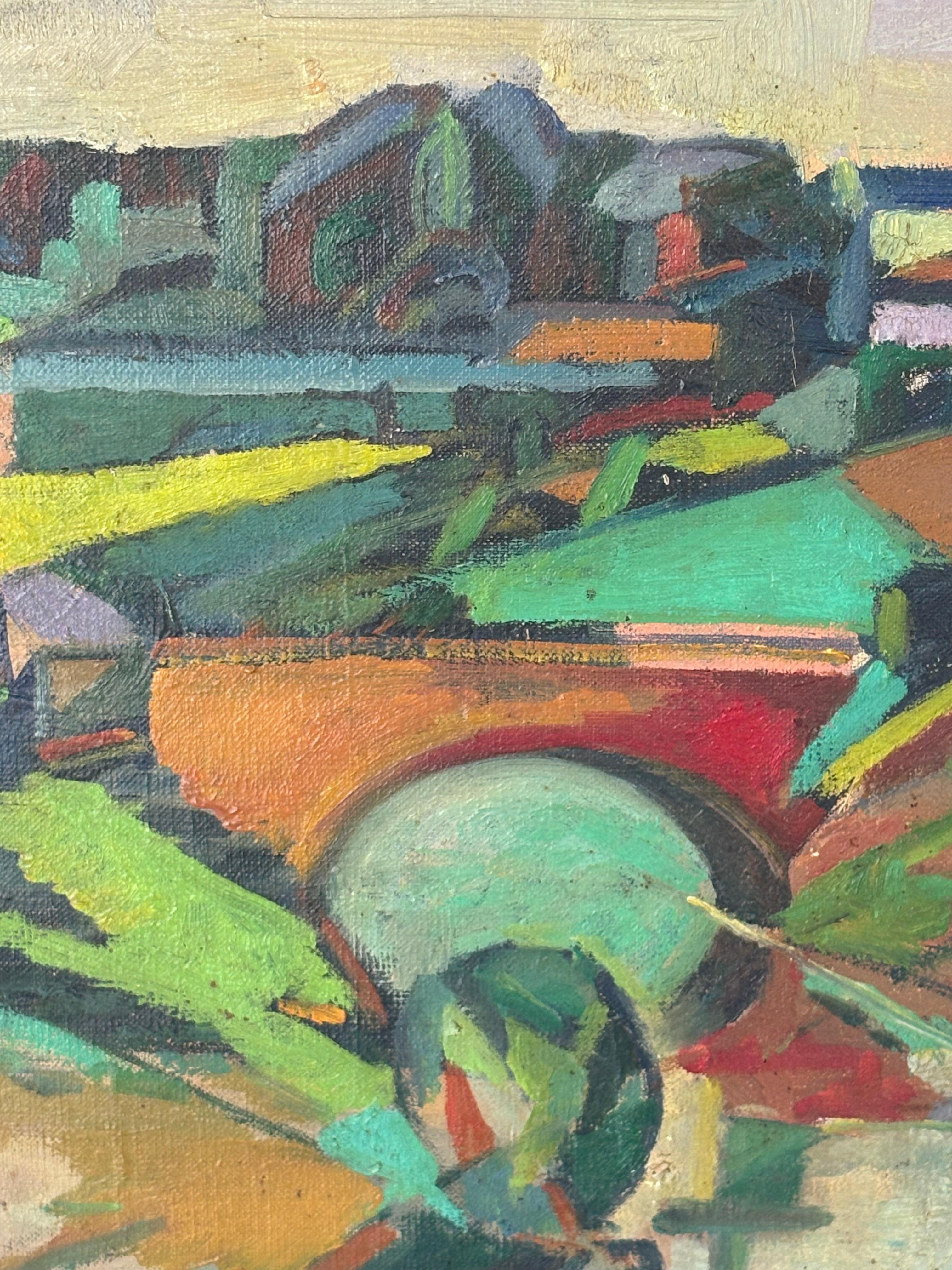Mid-20th Century French,  Cubist, Oil on canvas,  c 1950s Landscape,  in the style of André Lhote For Sale
