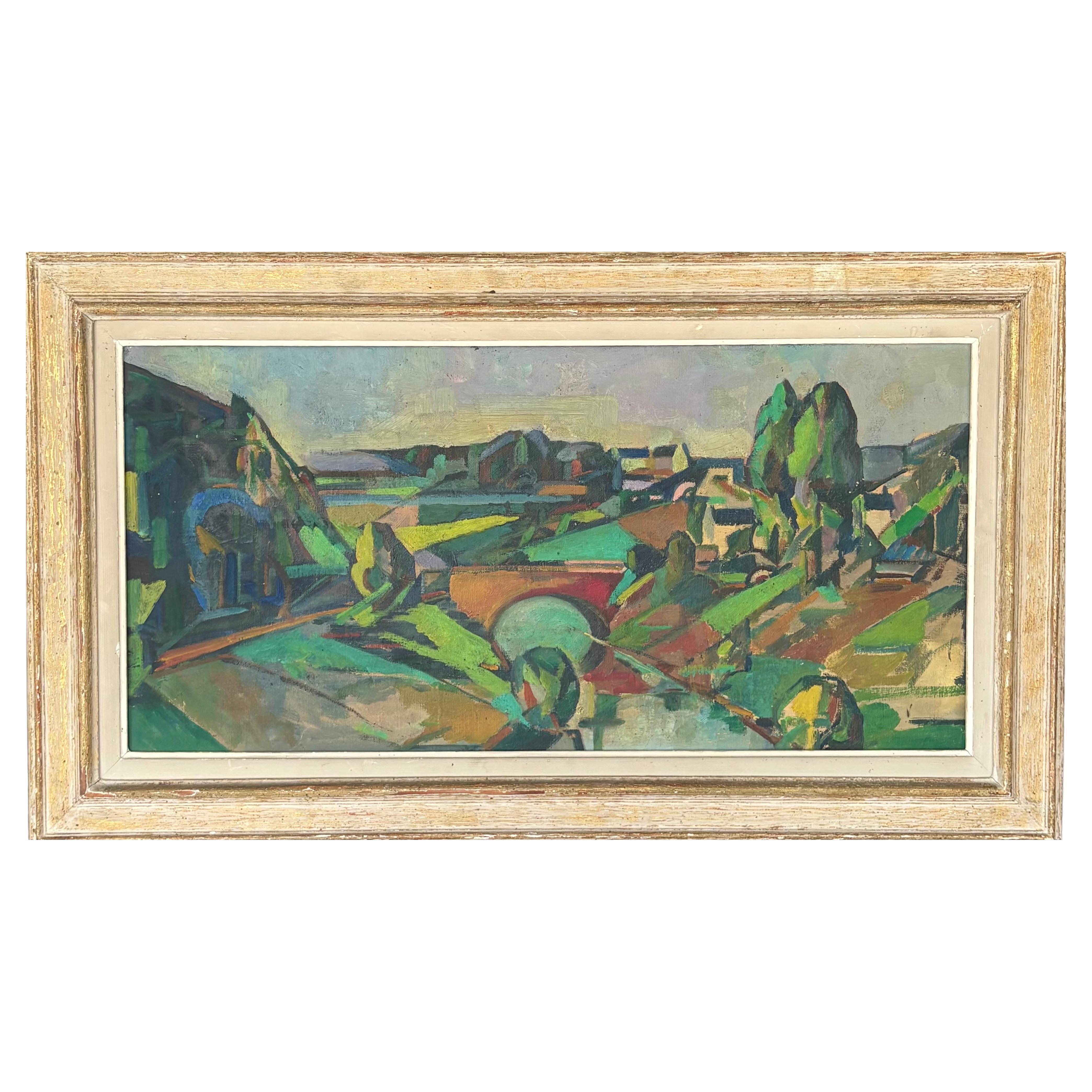 French,  Cubist, Oil on canvas,  c 1950s Landscape,  in the style of André Lhote For Sale