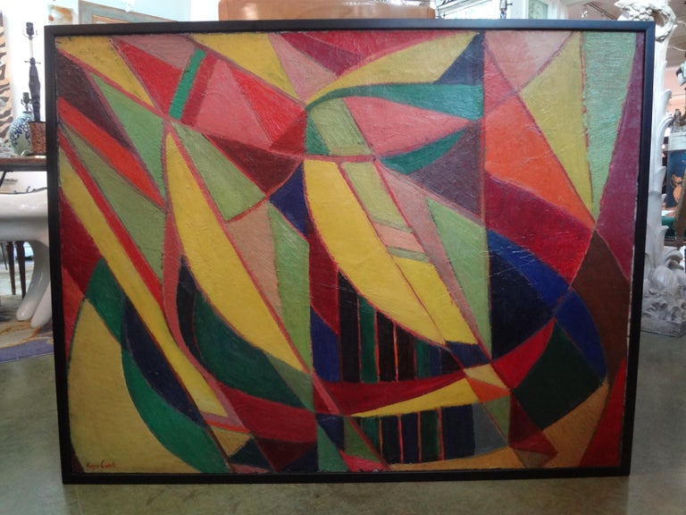 Mid-Century Modern French Cubist Oil on Canvas Signed Roger Carle