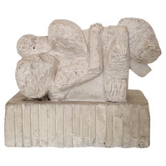 Escultura cubista francesa de escayola de una pareja de enamorados, hacia 1960