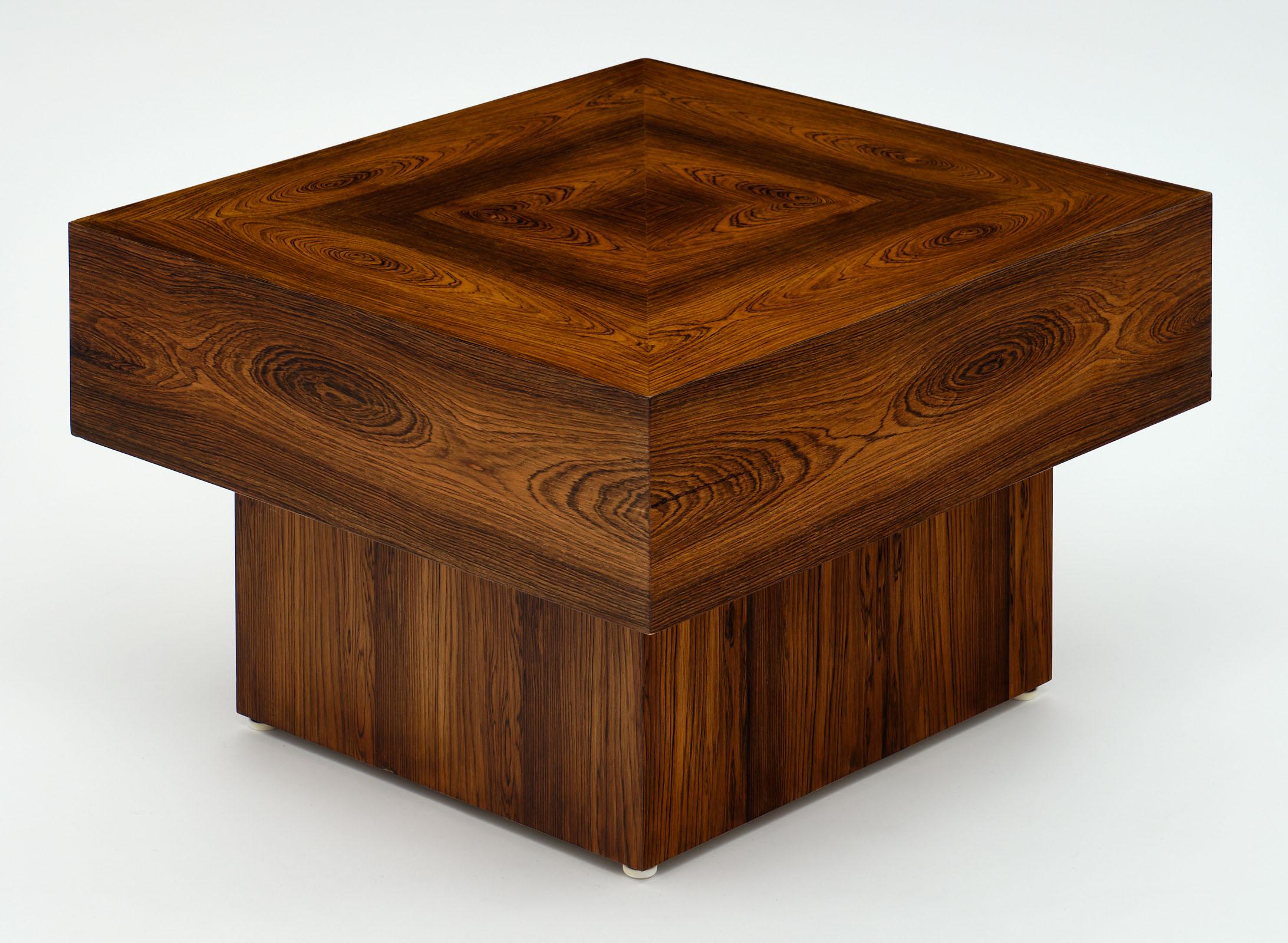 Art Deco French Cubist Wood Side Table