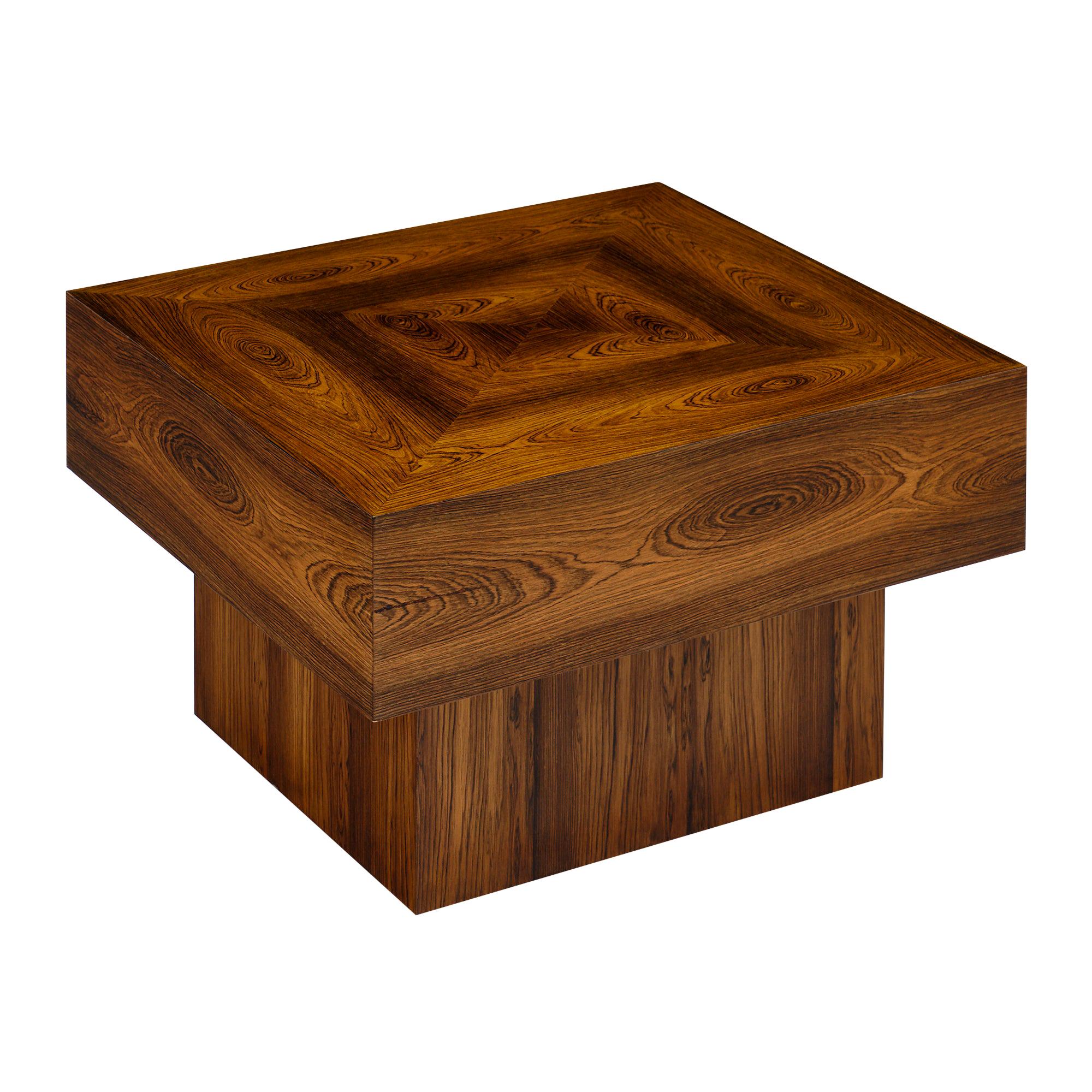 French Cubist Wood Side Table