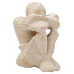 French cubistic shaped figurative Art Déco sculpture sandstone signed ML GORDEE