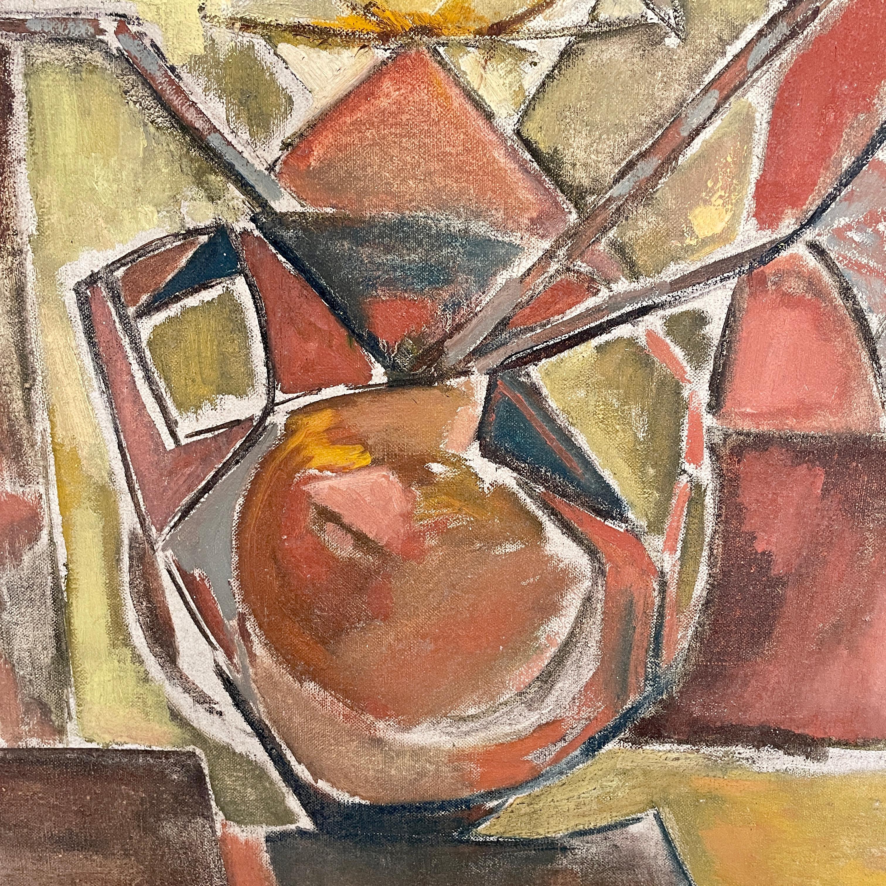 French Cubistic Still-Life Painting Acrylic on Canvas, Around 1910 2