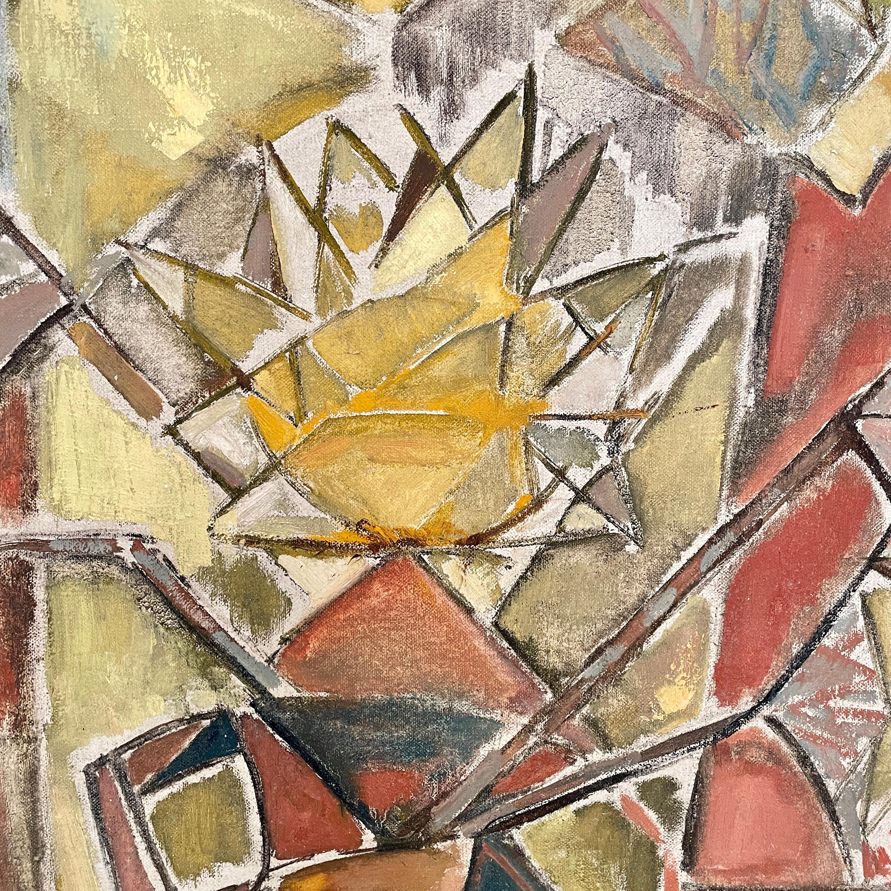 French Cubistic Still-Life Painting Acrylic on Canvas, Around 1910 3