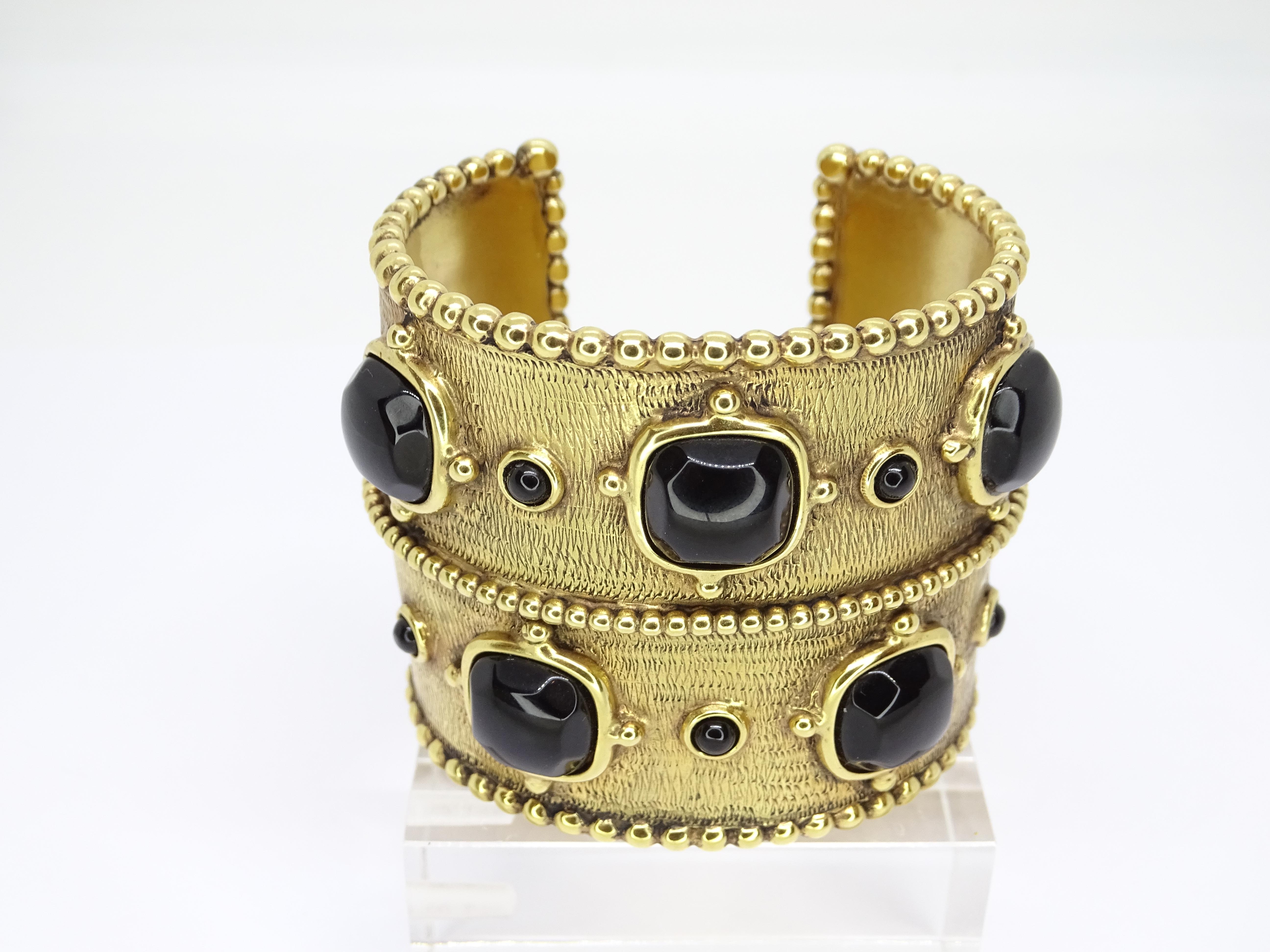 Brazalete puño francés GOOSENS. Placa de oro Ágata negra .Firmado en venta 4