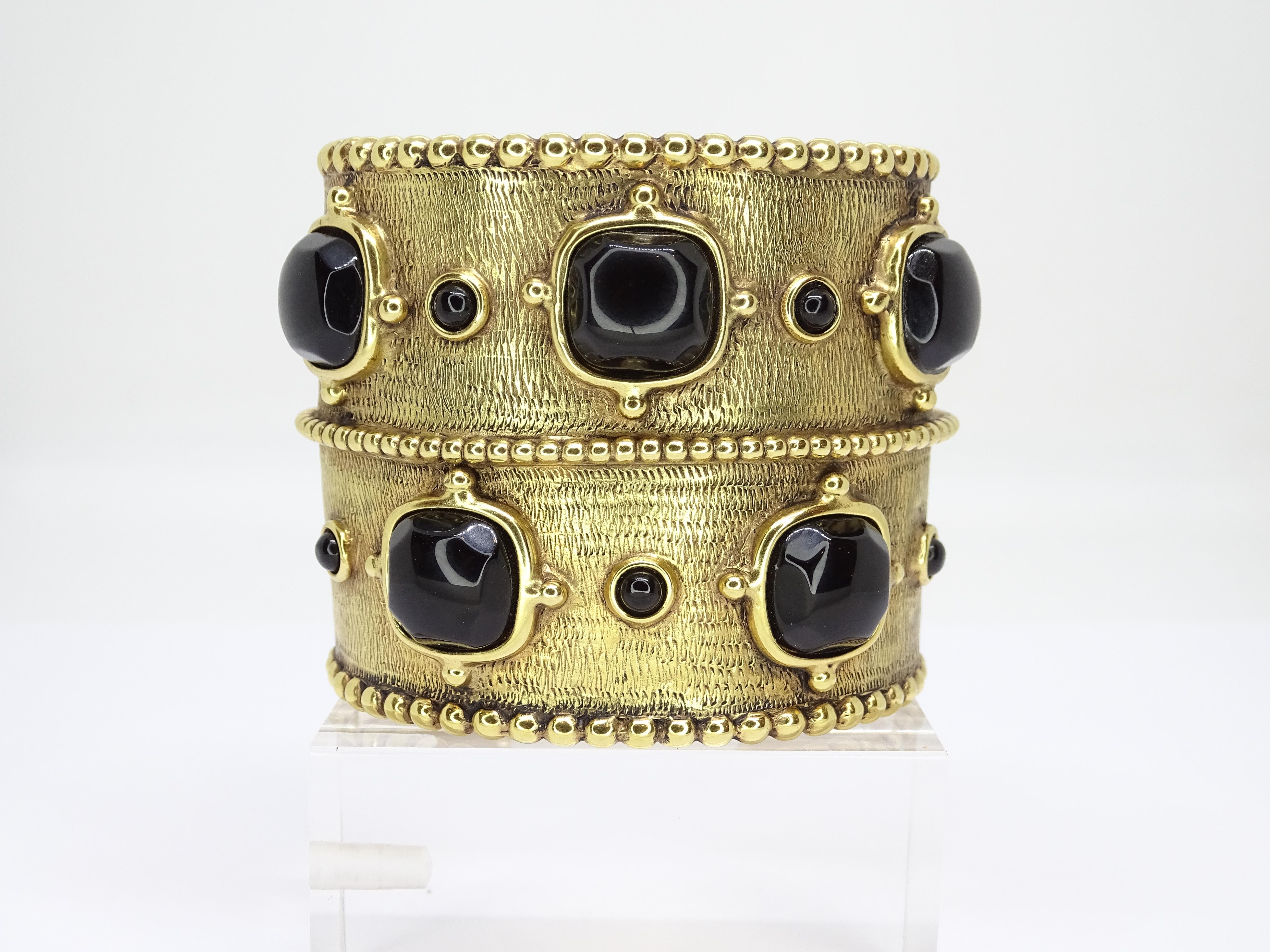 Brazalete puño francés GOOSENS. Placa de oro Ágata negra .Firmado en venta 5