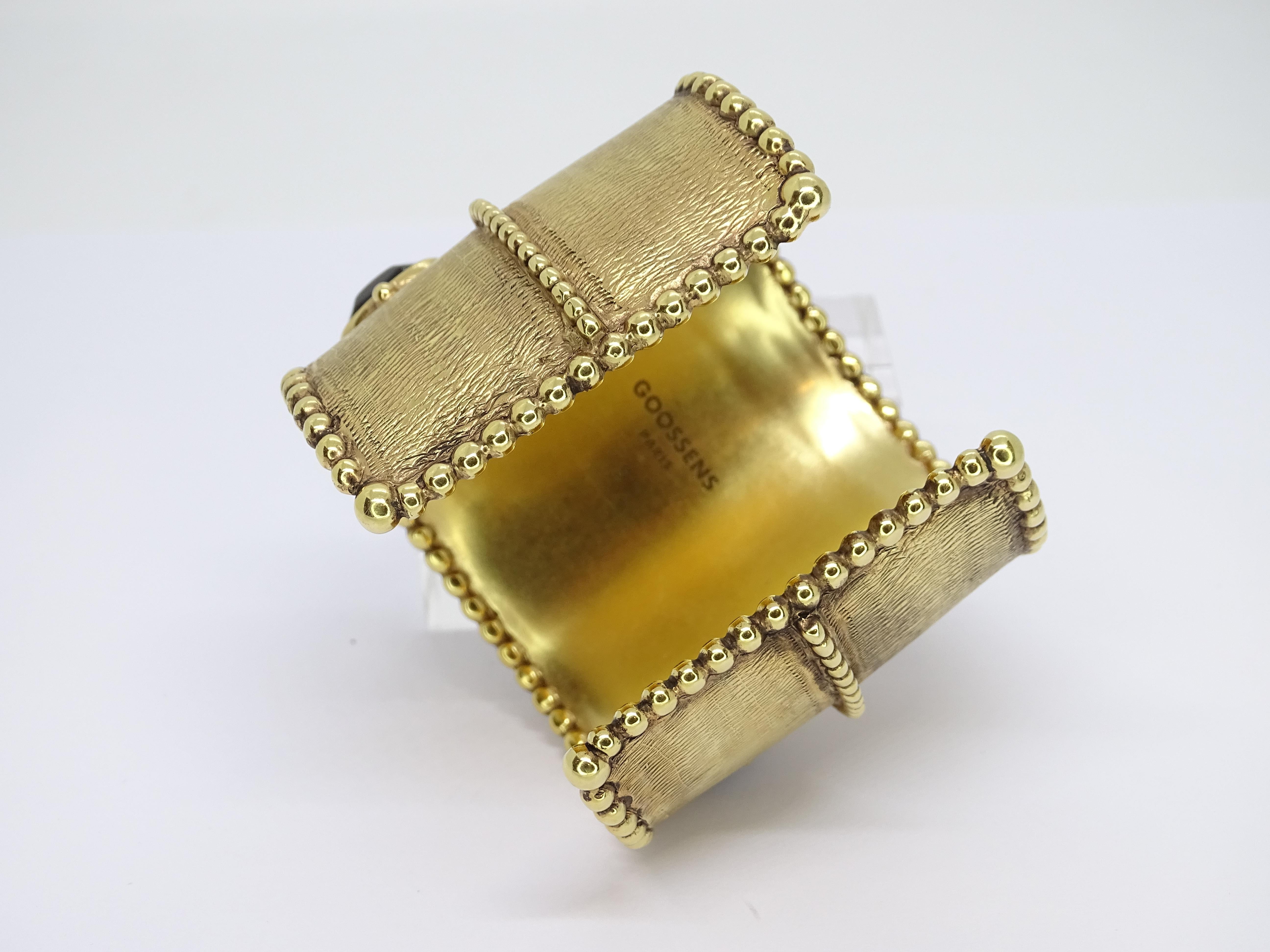 Brazalete puño francés GOOSENS. Placa de oro Ágata negra .Firmado en venta 6