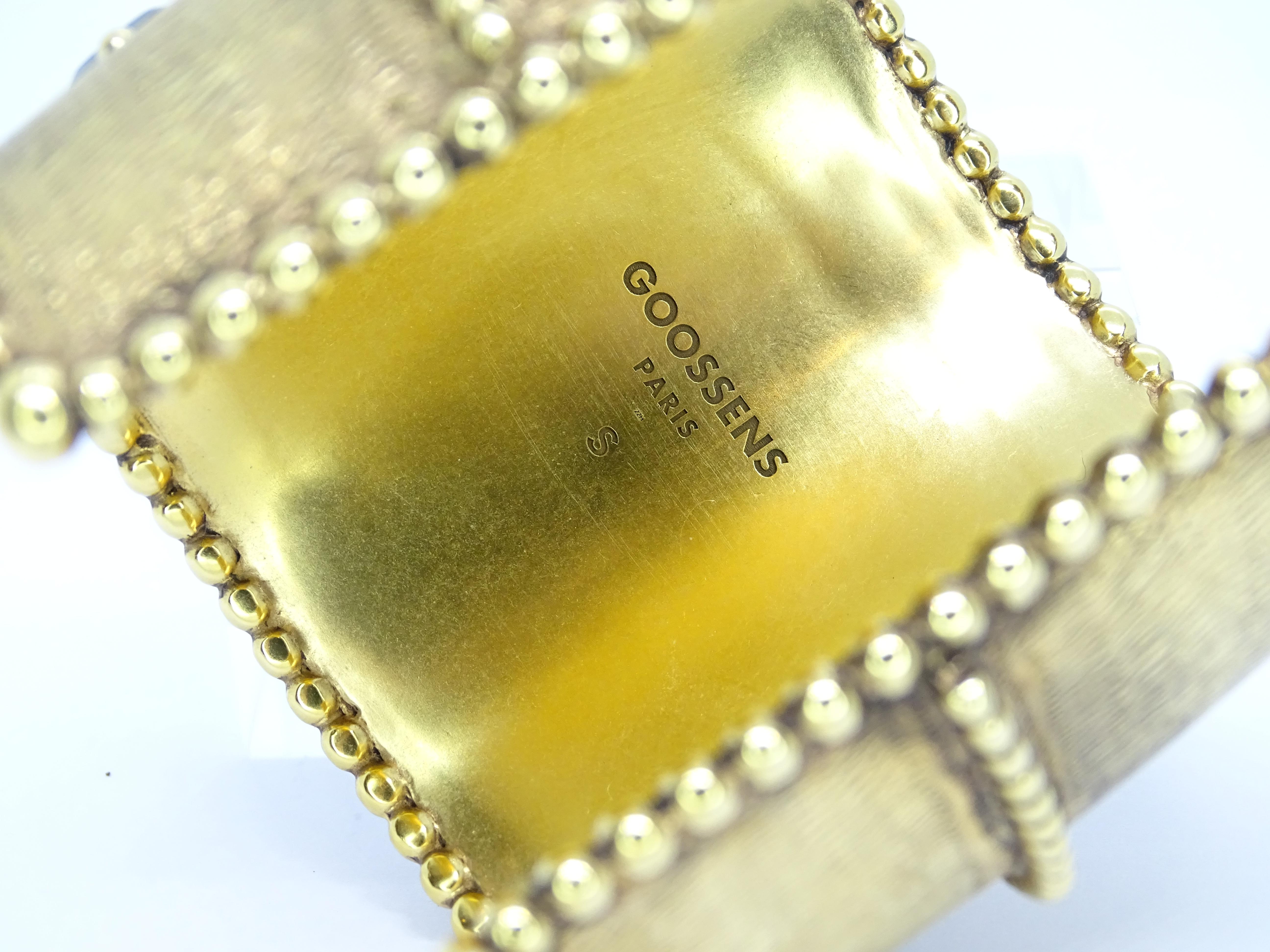 Brazalete puño francés GOOSENS. Placa de oro Ágata negra .Firmado en venta 7
