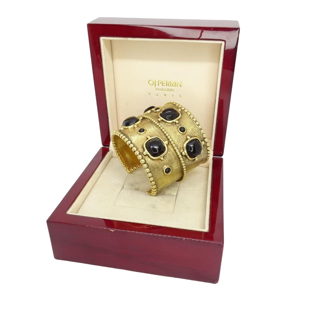 Brazalete puño francés GOOSENS. Placa de oro Ágata negra .Firmado en venta 8