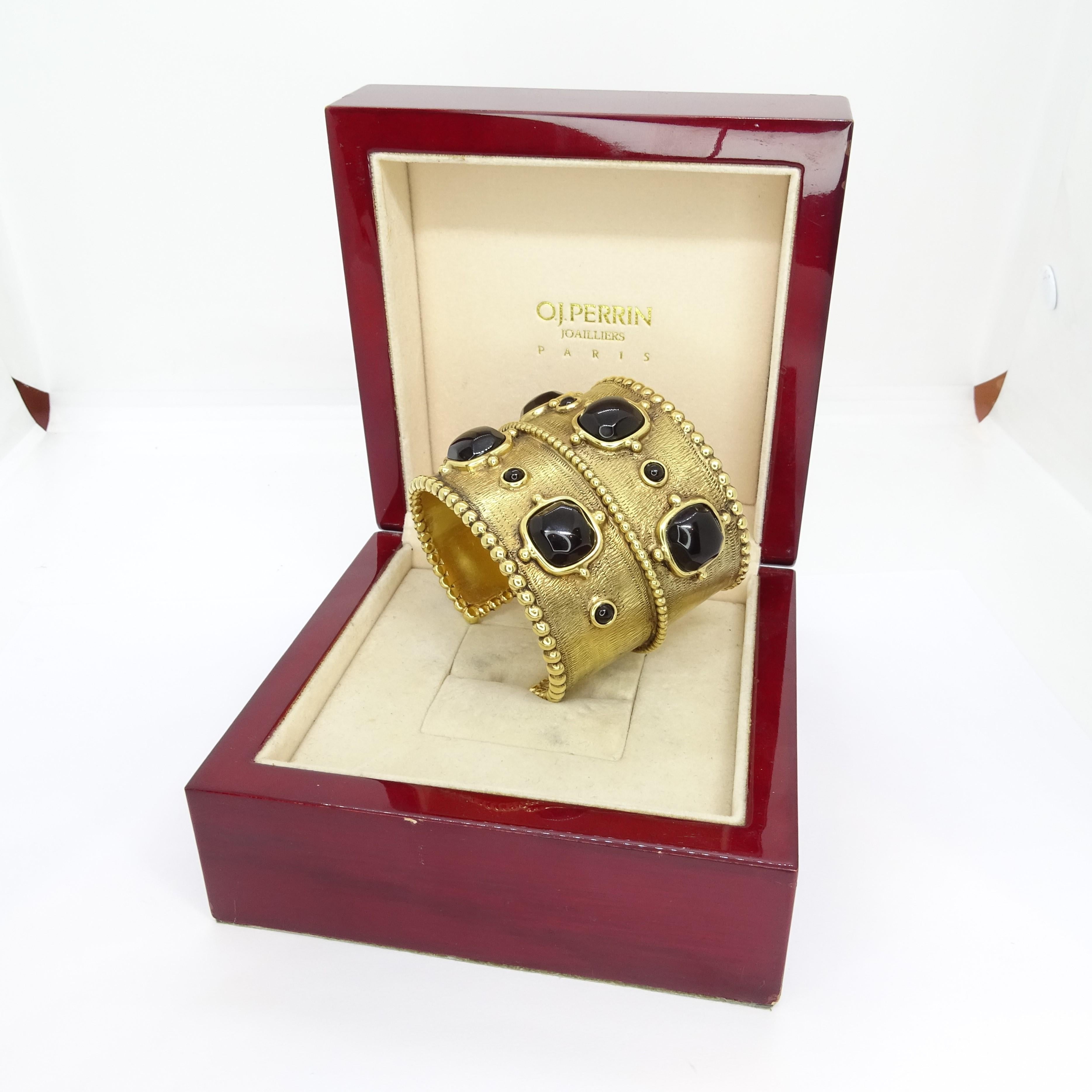 Brazalete puño francés GOOSENS. Placa de oro Ágata negra .Firmado en venta 12