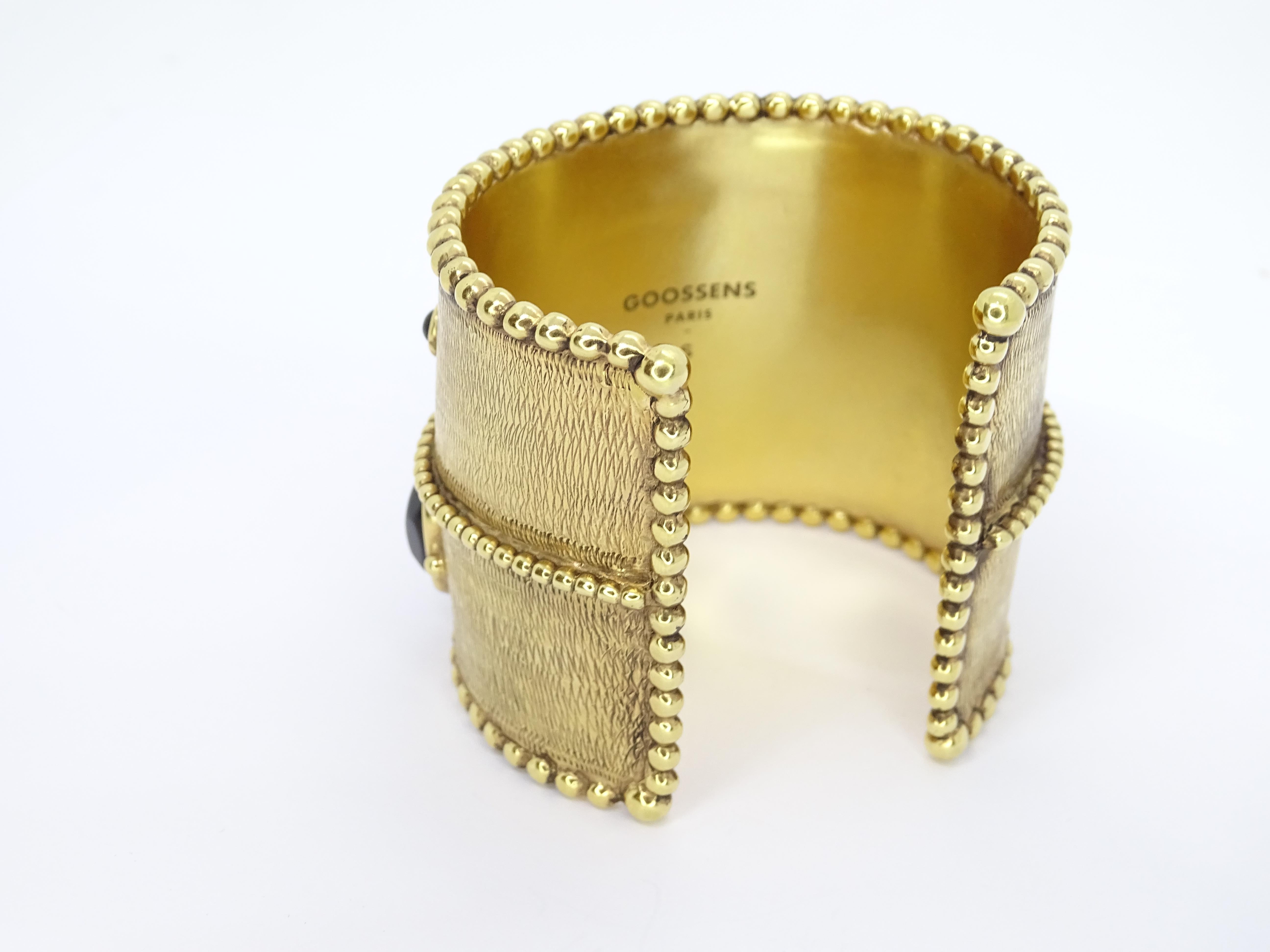 Brazalete puño francés GOOSENS. Placa de oro Ágata negra .Firmado en venta 14