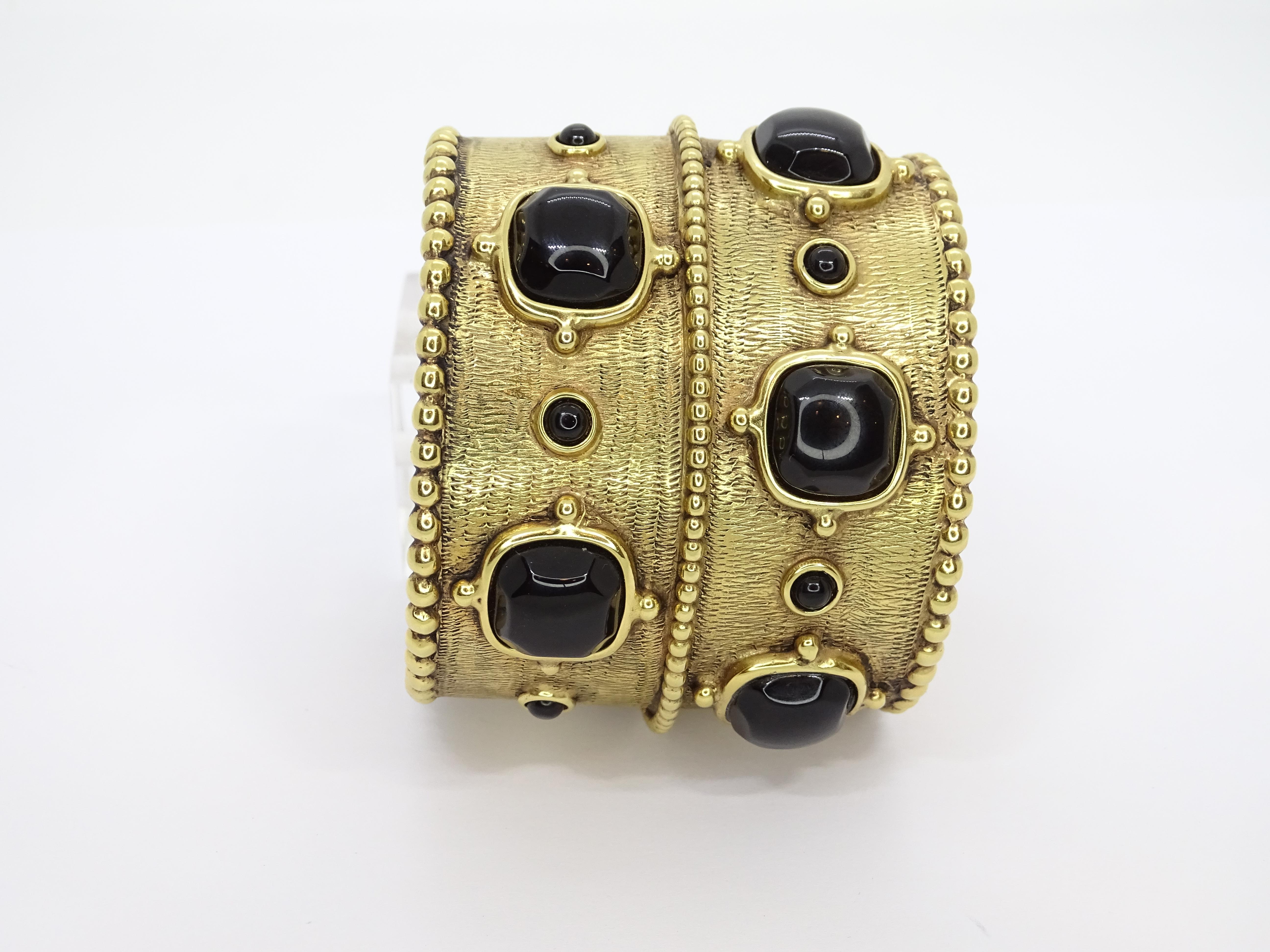 Brazalete puño francés GOOSENS. Placa de oro Ágata negra .Firmado en venta 1