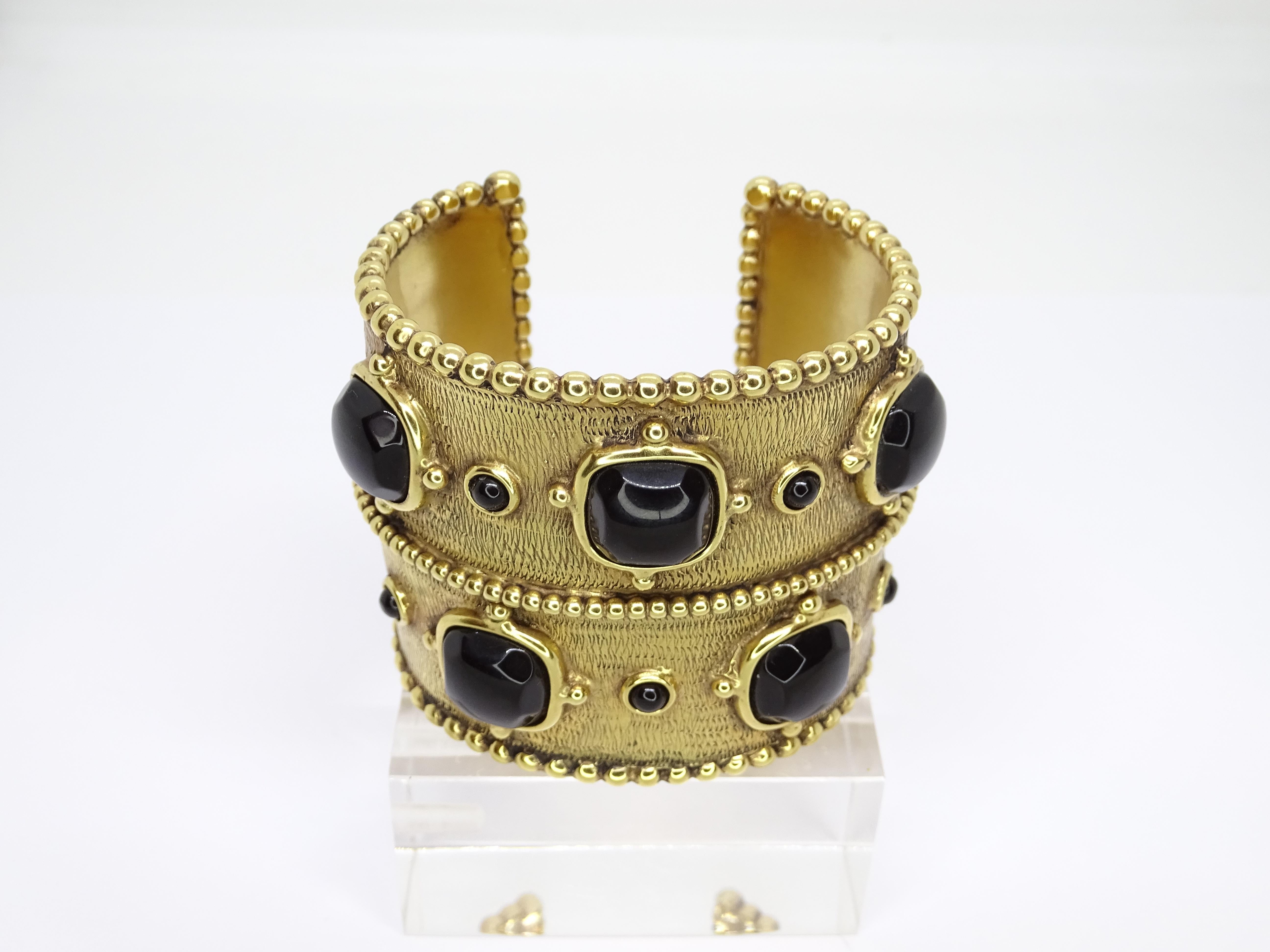 Brazalete puño francés GOOSENS. Placa de oro Ágata negra .Firmado en venta 3