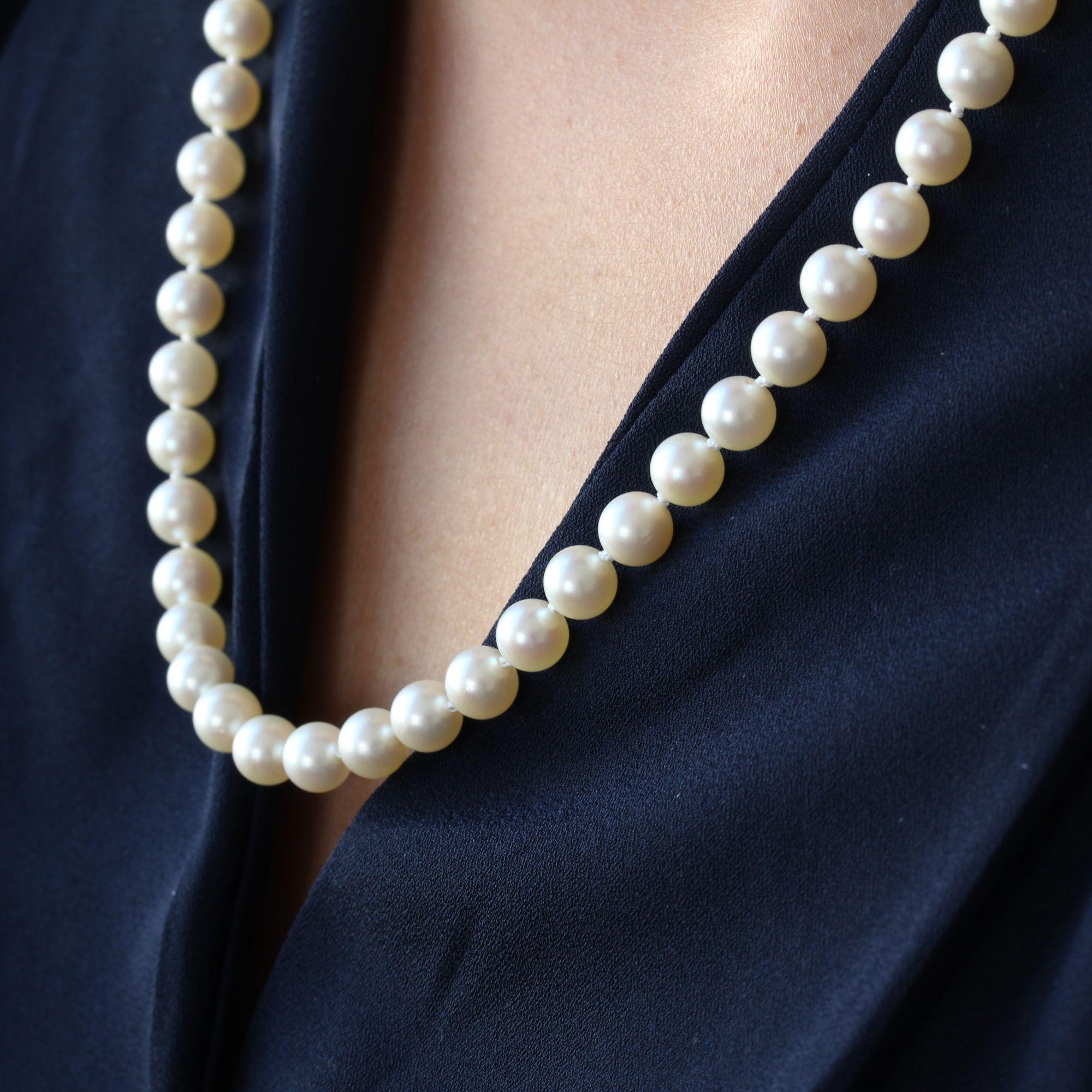 French Cultured Pearl Strand Choker Necklace For Sale 4