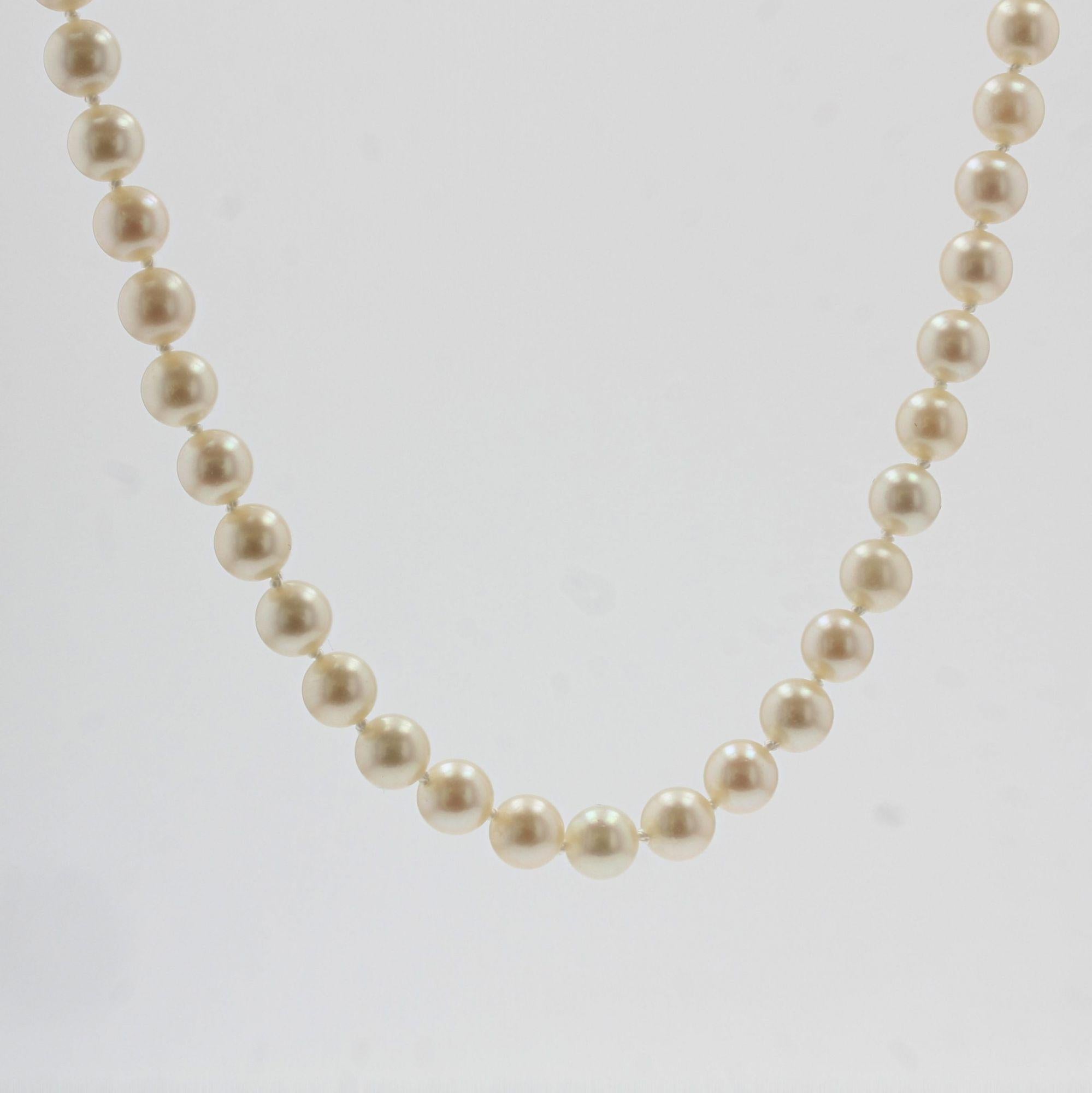 French Cultured Pearl Strand Choker Necklace For Sale 5