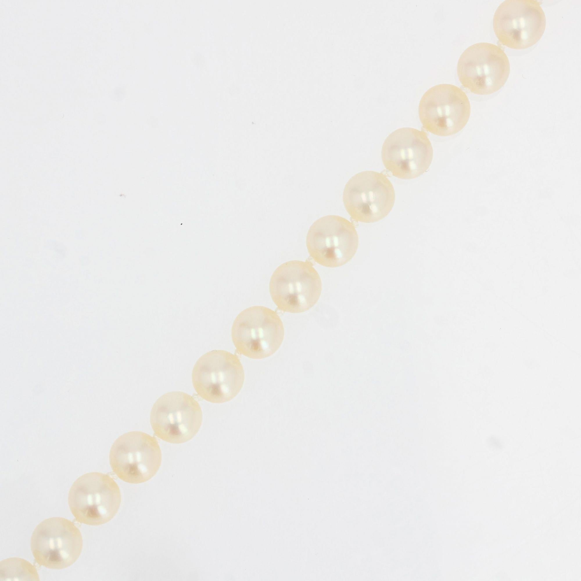 Bead French Cultured Pearl Strand Choker Necklace For Sale