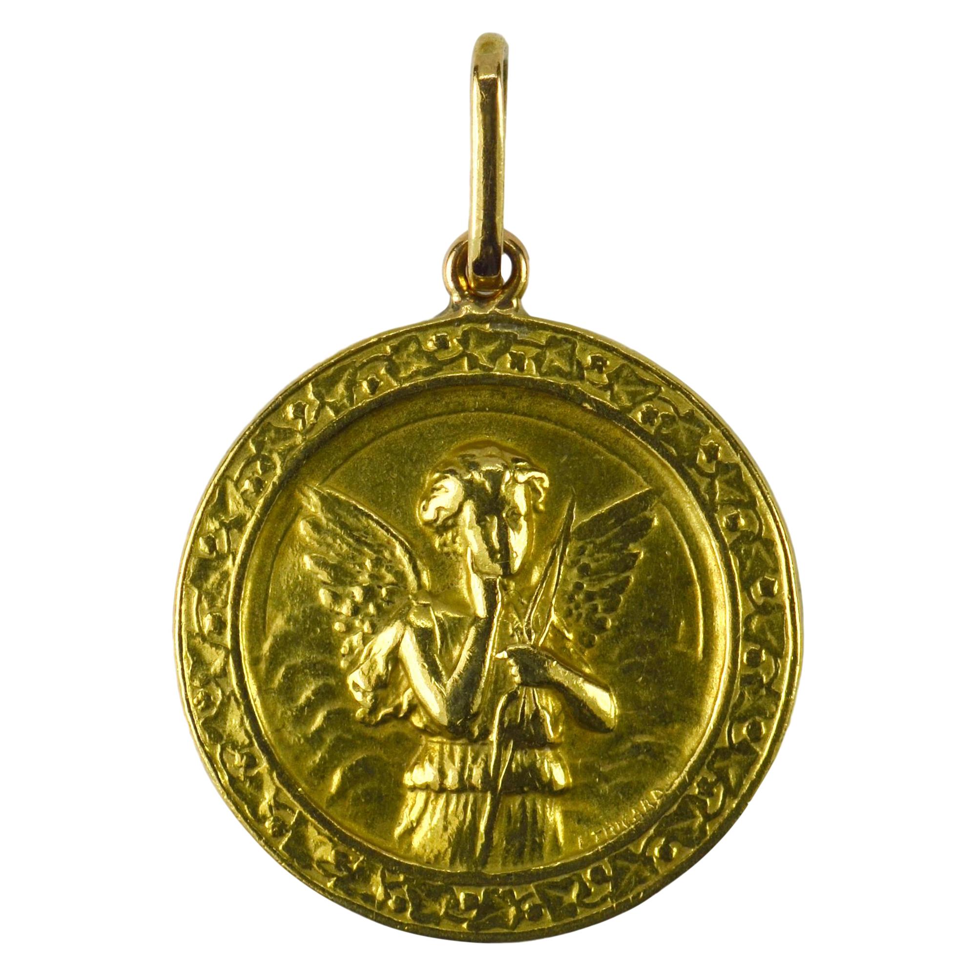 French Cupid and Lovebirds 18k Yellow Gold Charm Pendant