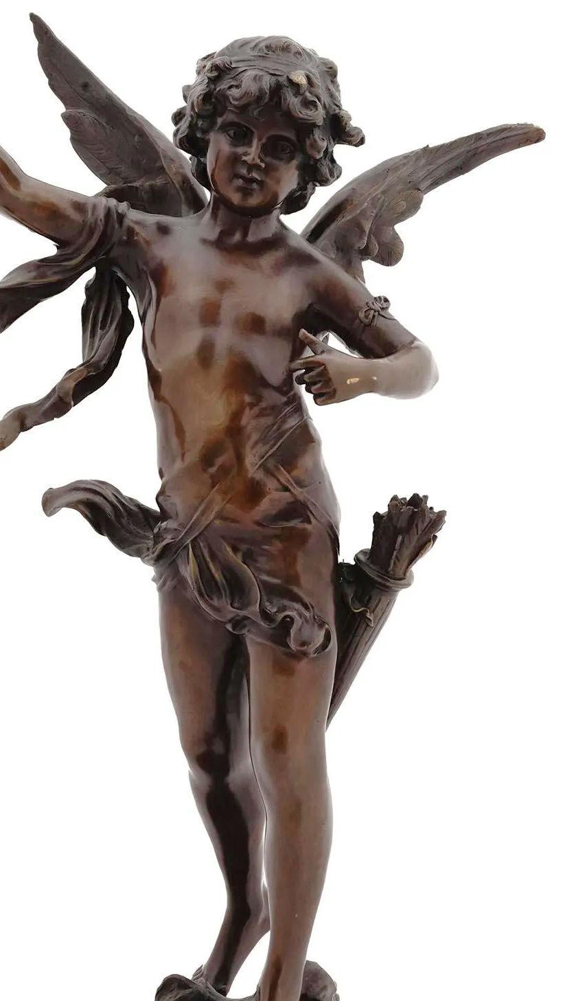 Sculpture française en bronze de Cupidon d'après Auguste Moreau (1834-1917)
