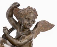 French "Cupid" Figural Group Patinated Bronze