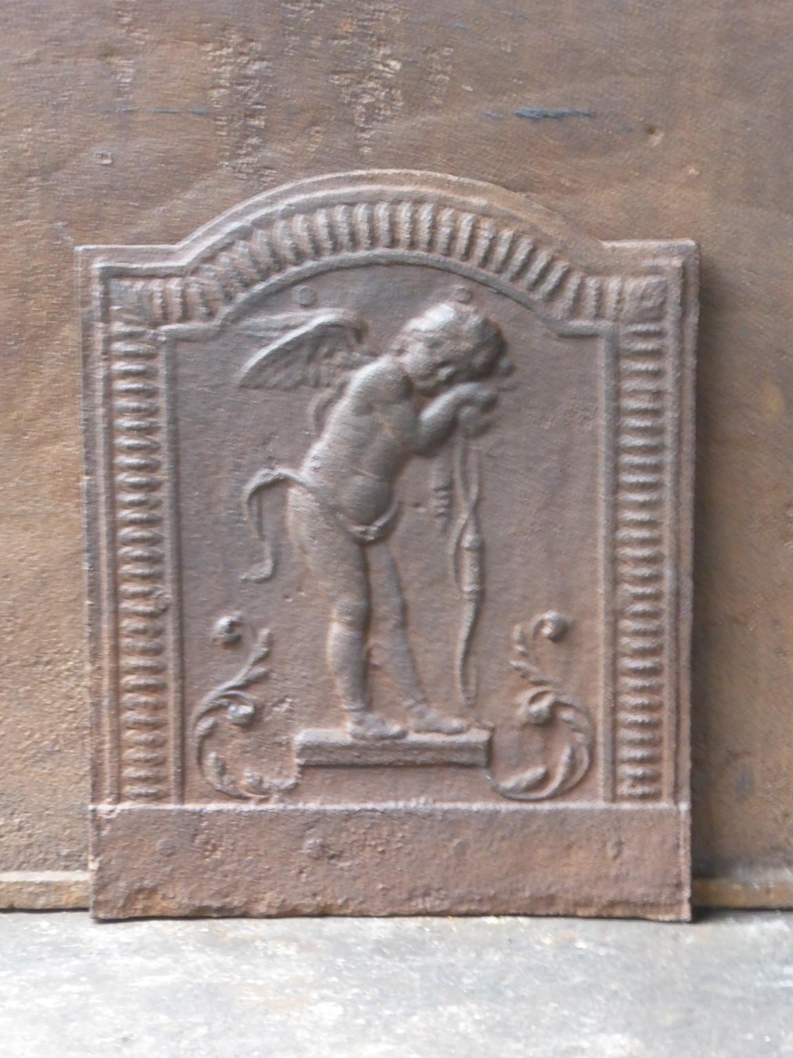 19th century French Empire fireback with a cupid. The fireback is made of cast iron and has a natural brown patina. Upon request it can be made black / pewter. It is in a good condition, without cracks.





  

    
