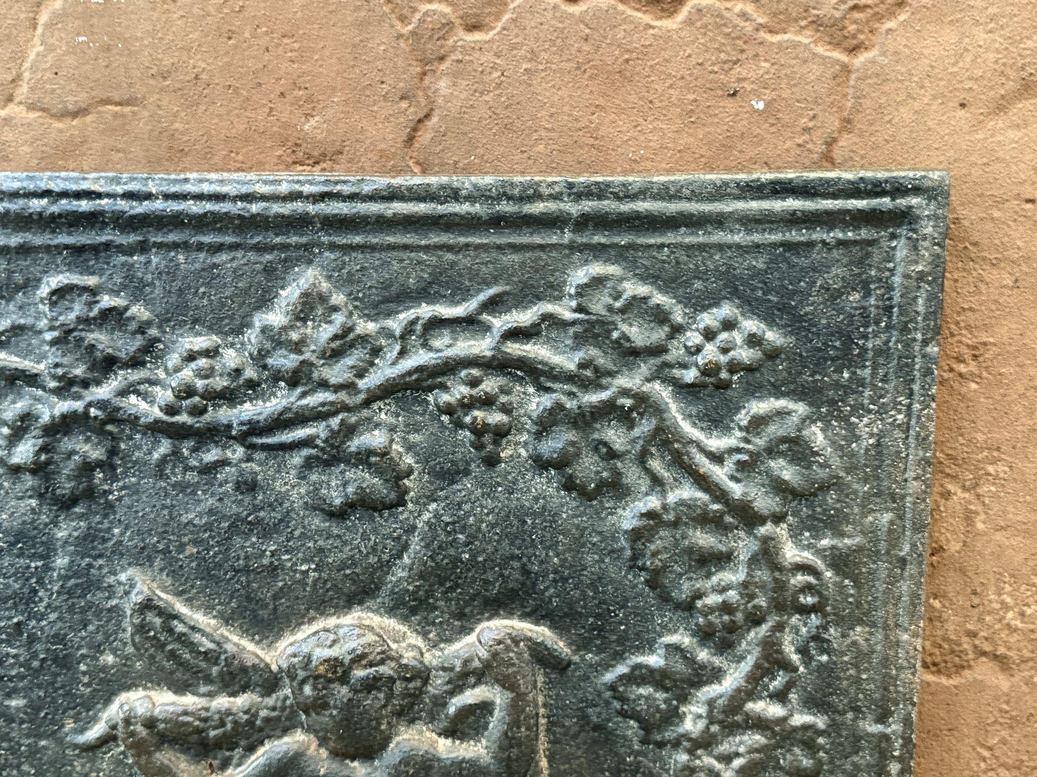 Cast French 'Cupid' Fireback / Backsplash, 19th C. For Sale