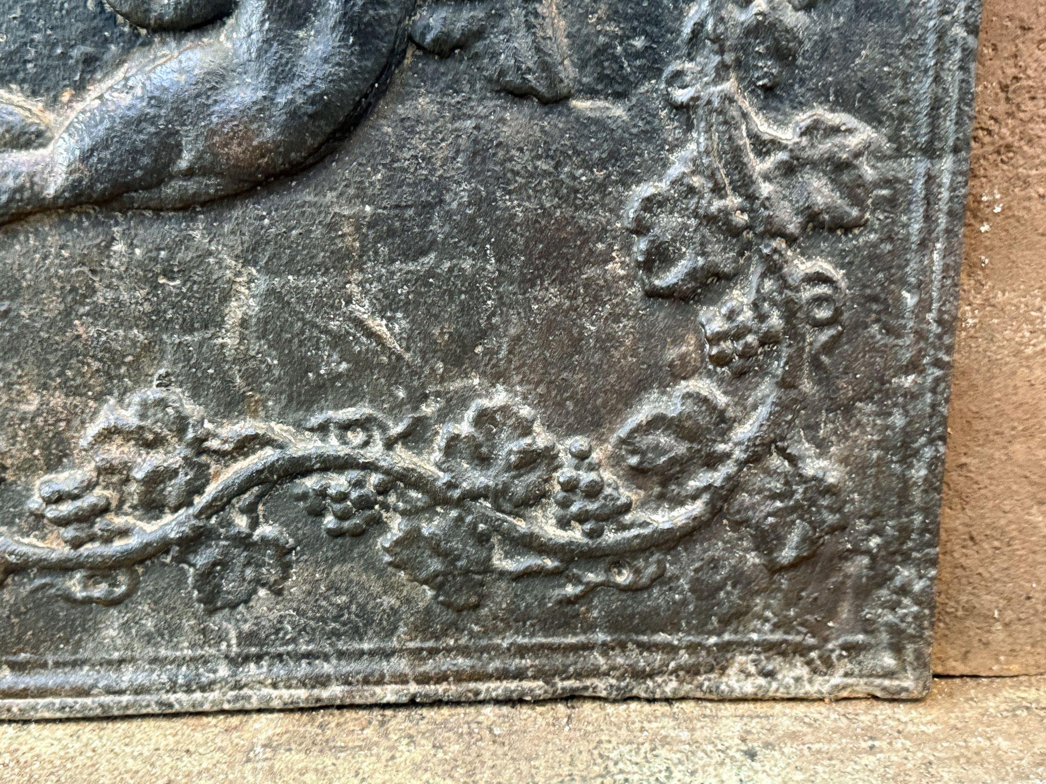 Iron French 'Cupid' Fireback / Backsplash, 19th C. For Sale