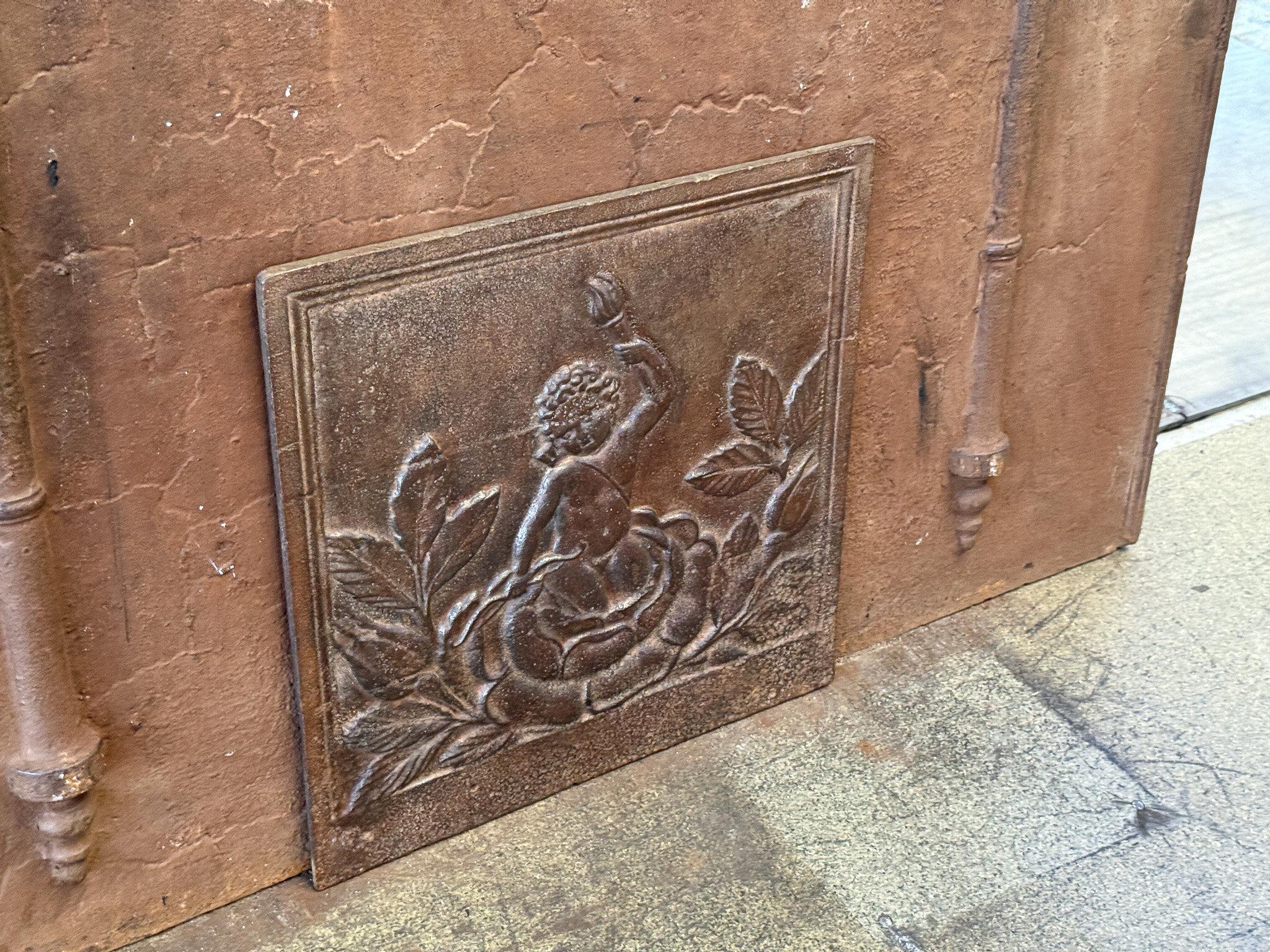 Cast French 'Cupid' Fireback / Backsplash, 19th Century, Napoleon III Period For Sale