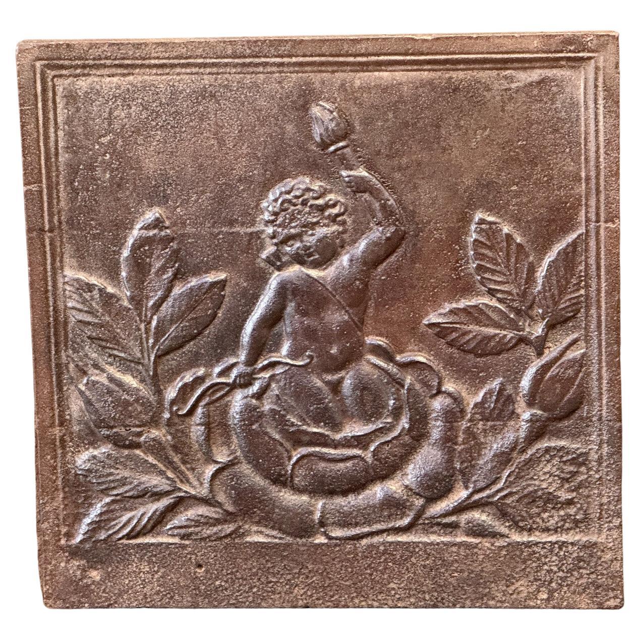 French 'Cupid' Fireback / Backsplash, 19th Century, Napoleon III Period For Sale