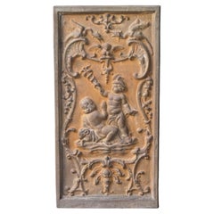 Plaque de cheminée / crédence française Cupids, style Louis XV