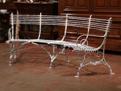 French Curved and Painted Iron Bench with Paw Feet Signed Sauveur Arras