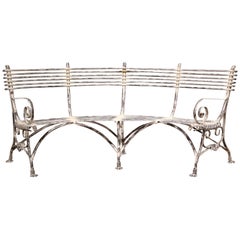 French Curved and Painted Iron Bench with Paw Feet Signed Sauveur Arras