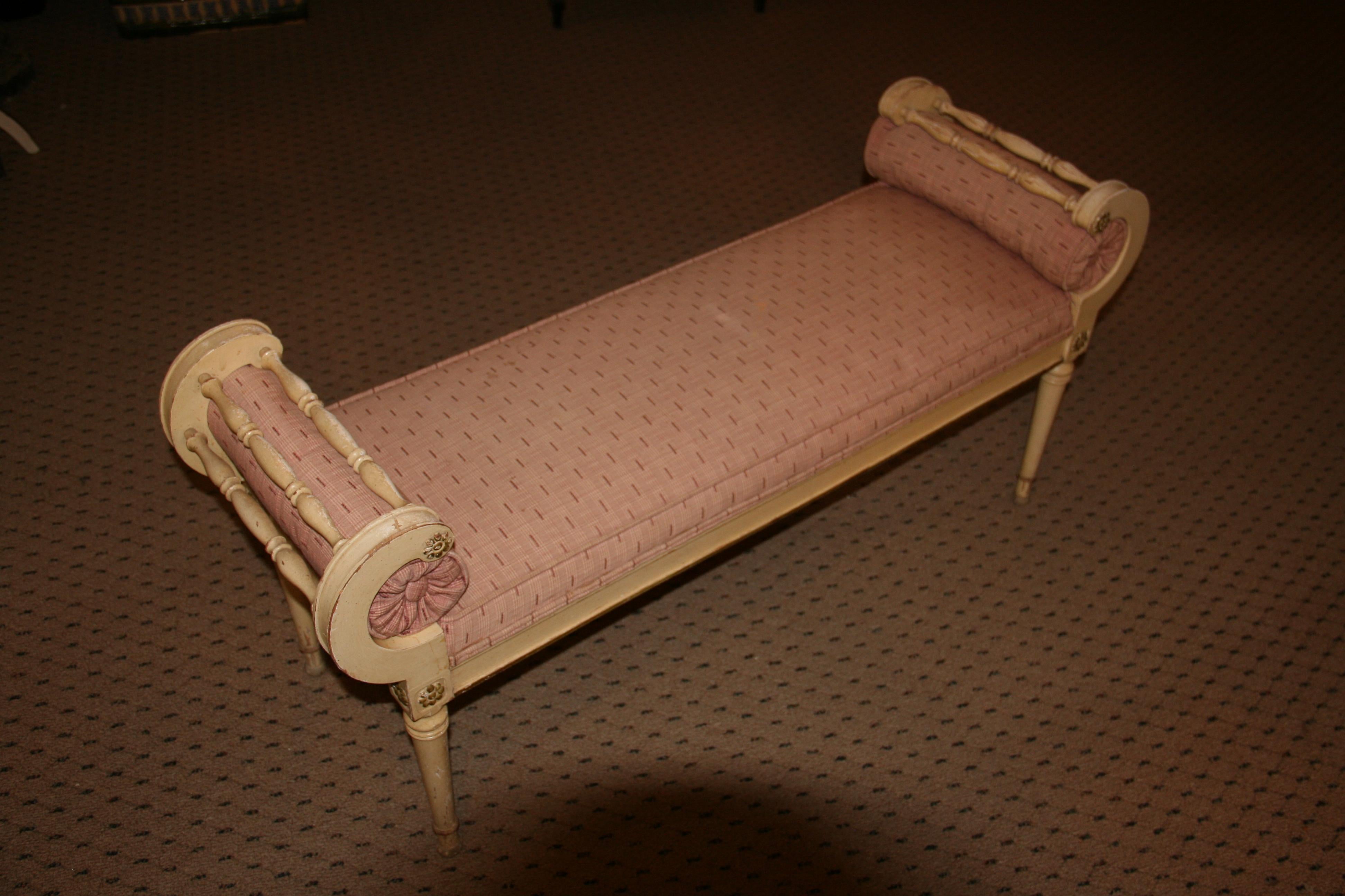 Fabric French Curved Bench For Sale
